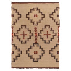 Vintage  Navajo Alfombra de Lana Tejida a Mano Beige Topo 4'3 X 6'2