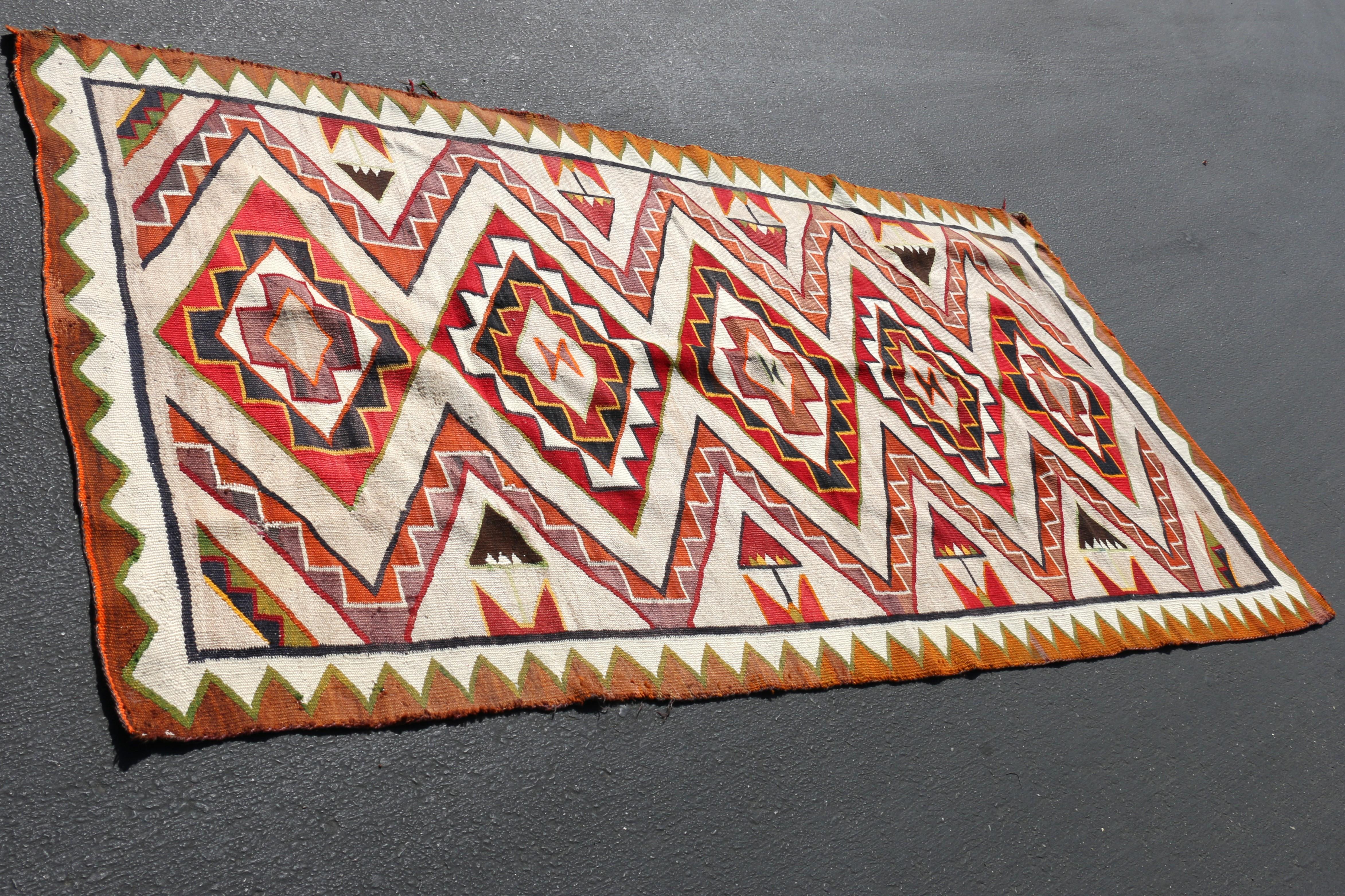 Americano Tappeto Vintage Navajo 8' X 4'5 in vendita