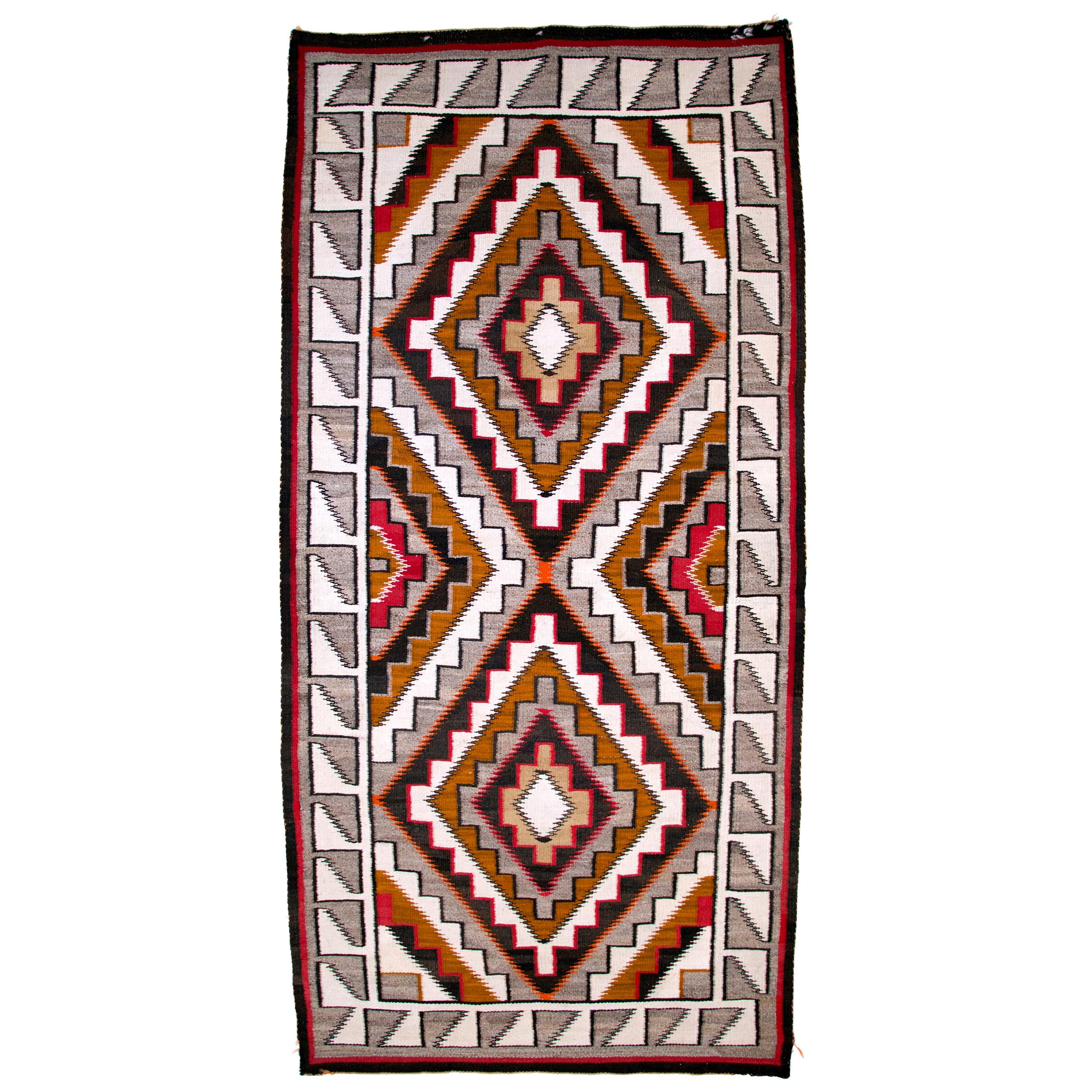 Vintage Navajo Rug, circa 1910, Teec Nos Pos Trading Post Southwestern Textile