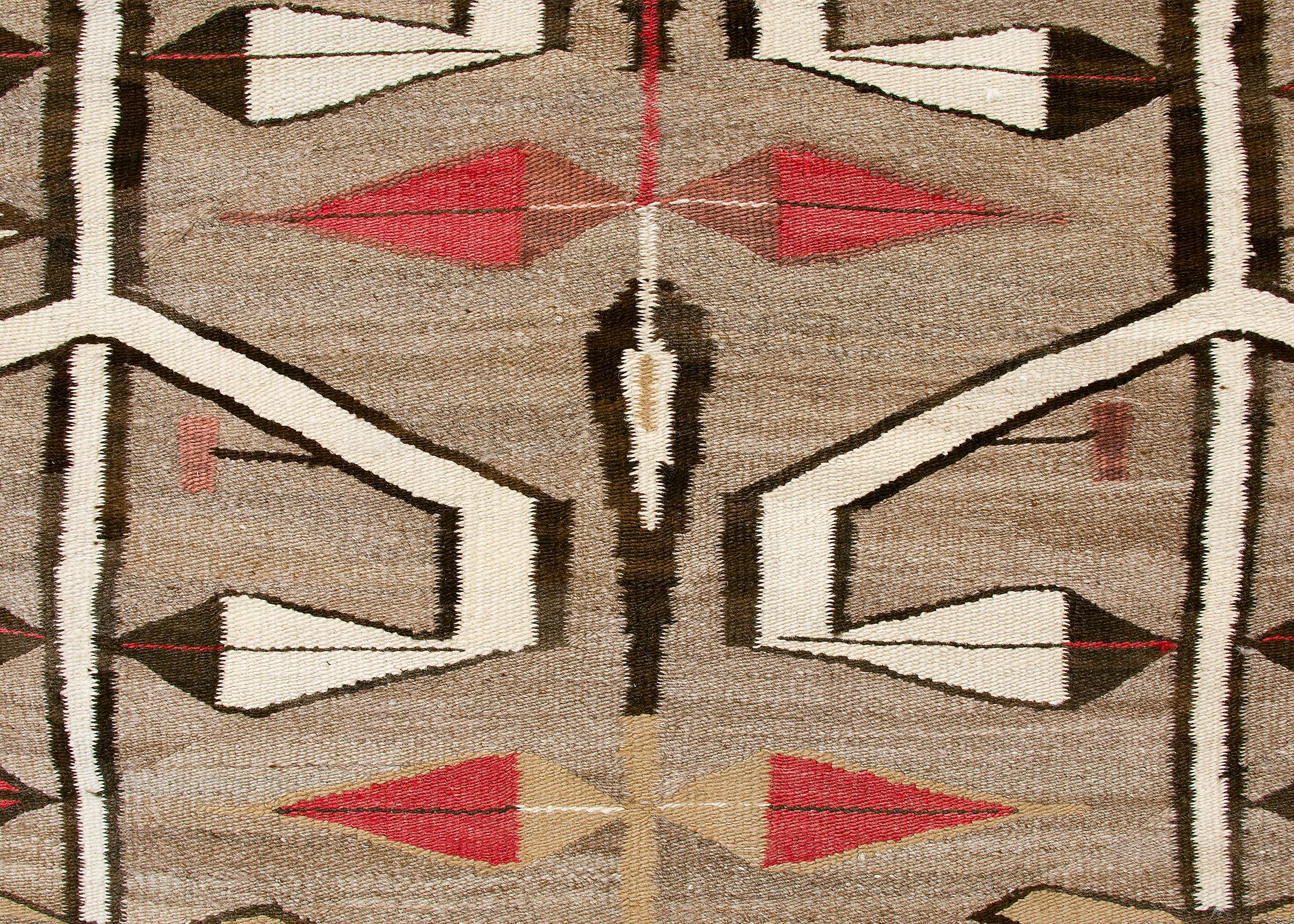 Native American Vintage Navajo Rug Crystal Trading Post circa 1930 Pictorial Feathers and Arrows
