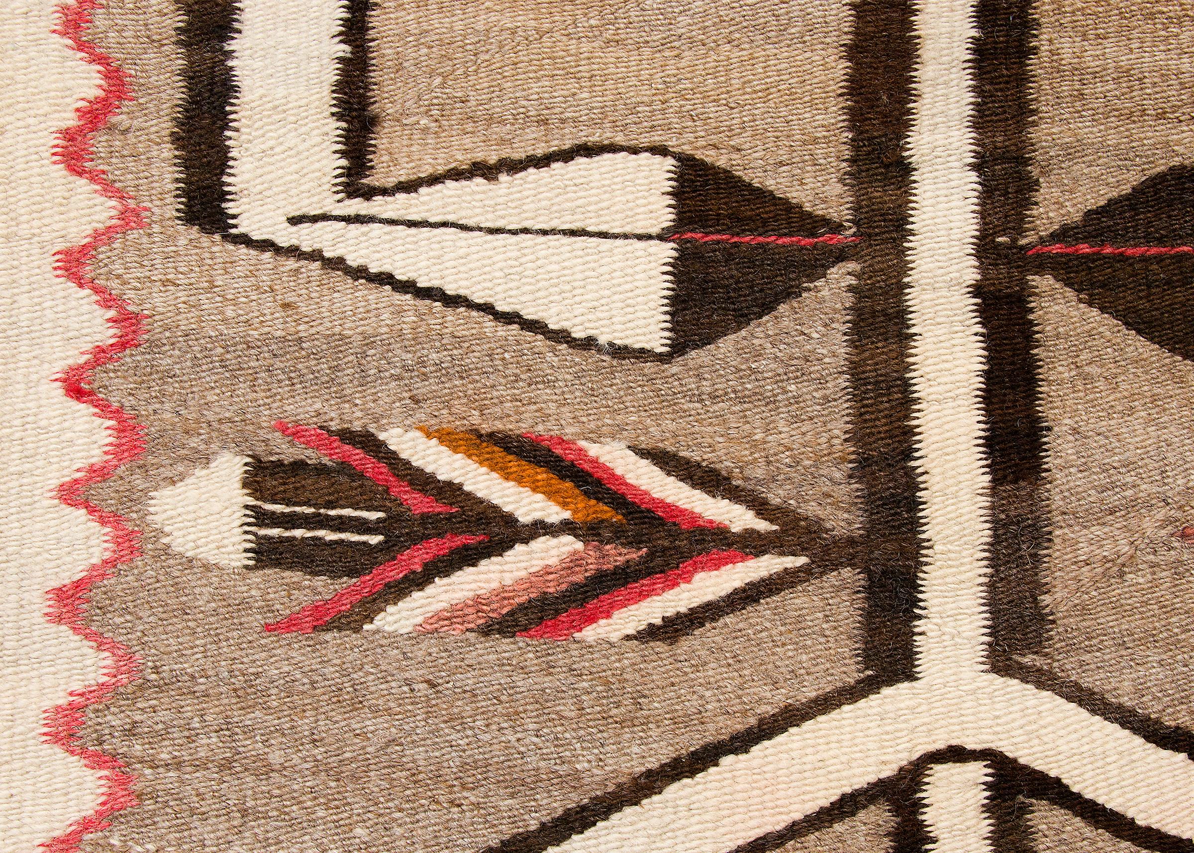 Hand-Woven Vintage Navajo Rug Crystal Trading Post circa 1930 Pictorial Feathers and Arrows