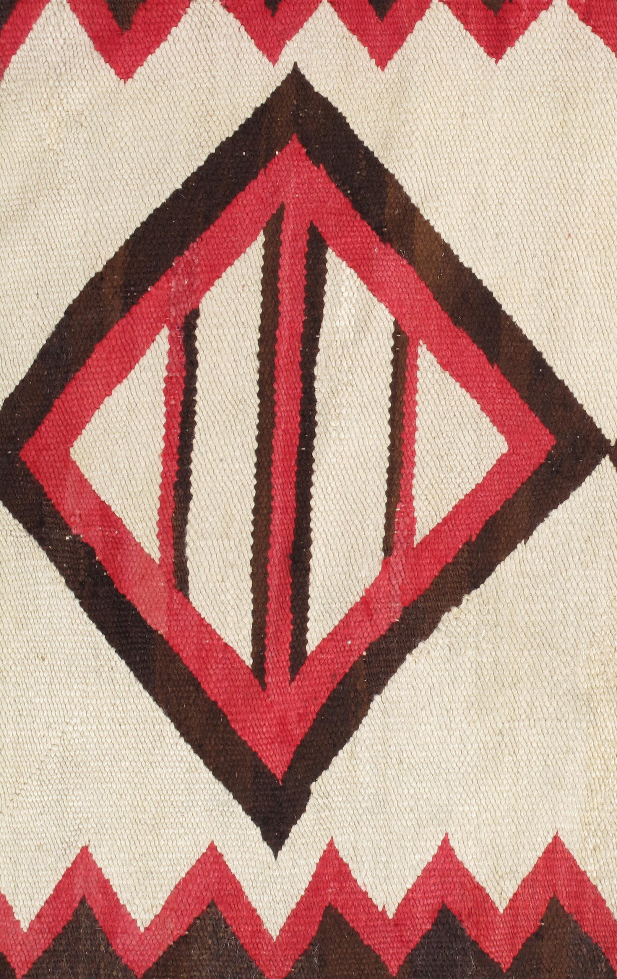 Vintage Navajo Rug, Folk Rug, Handmade Wool, Beige, Coral, Brown, Neutral 1