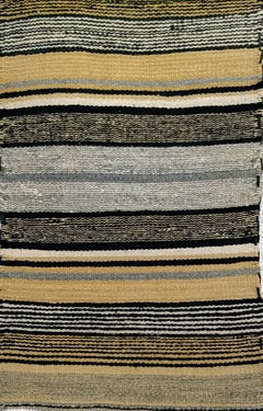 Vintage Native American Navajo Rug in Stripe Pattern in Brown, Black, Caramel