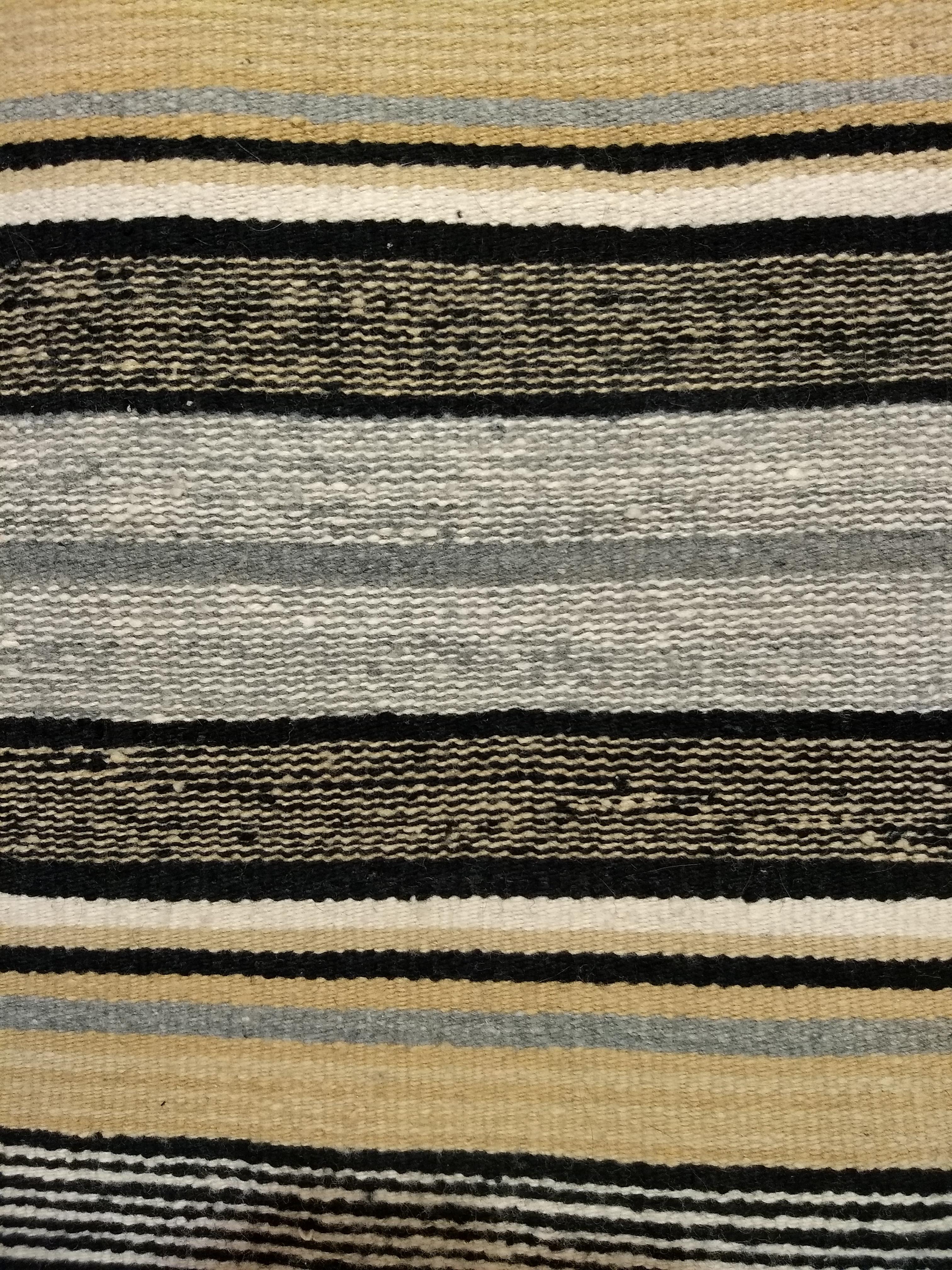 Vintage Native American Navajo Rug in Stripe Pattern in Brown, Black, Caramel In Good Condition For Sale In Barrington, IL