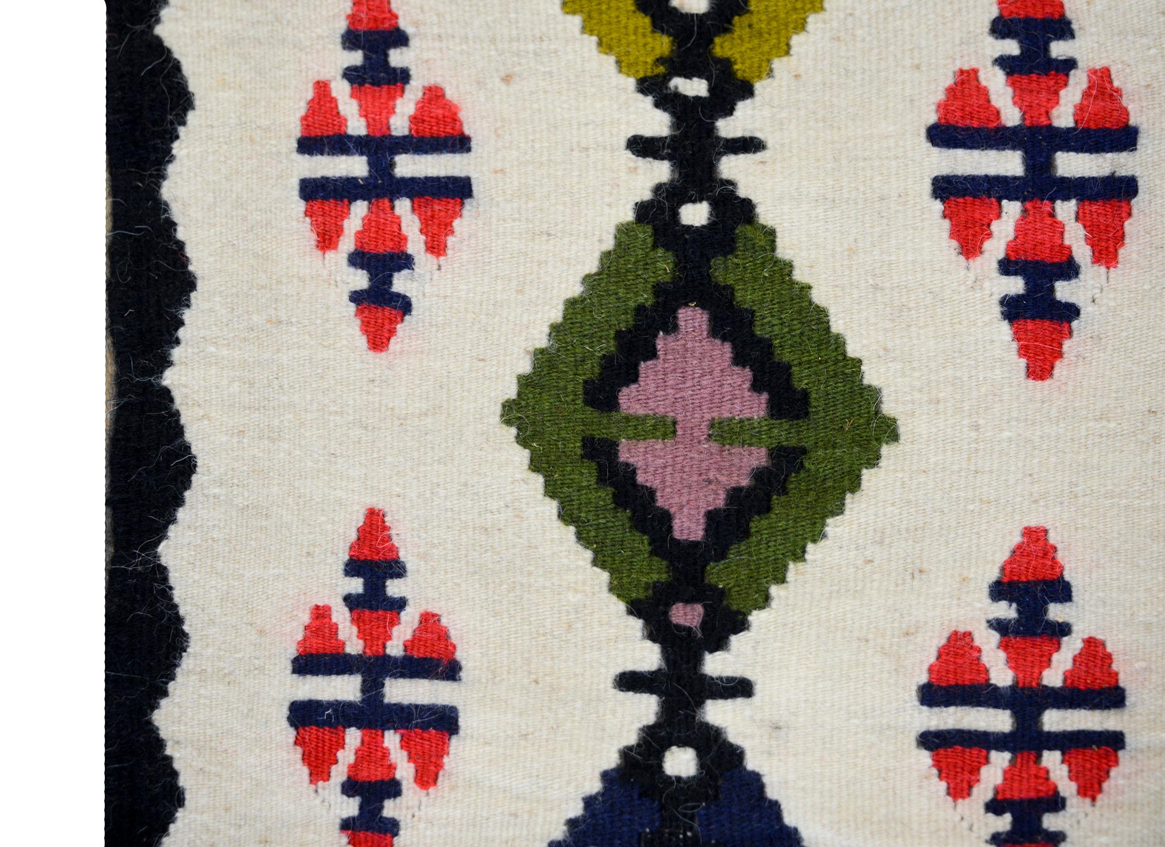 Hand-Knotted Vintage Navajo Rug For Sale