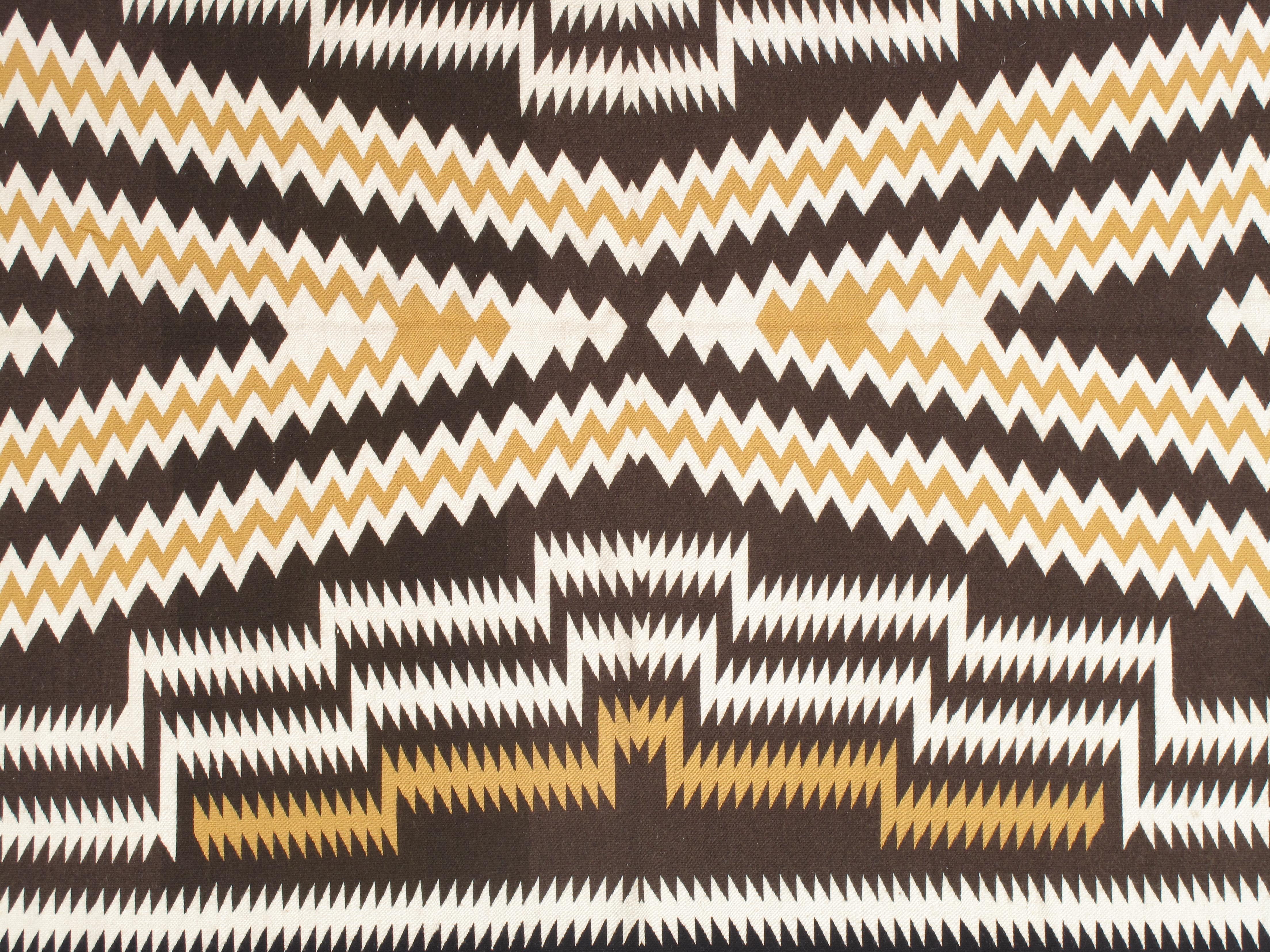 Hand-Knotted Vintage Navajo Rug, Handmade Wool Oriental Rug, Caramel, Beige, Brown, Soft Gold