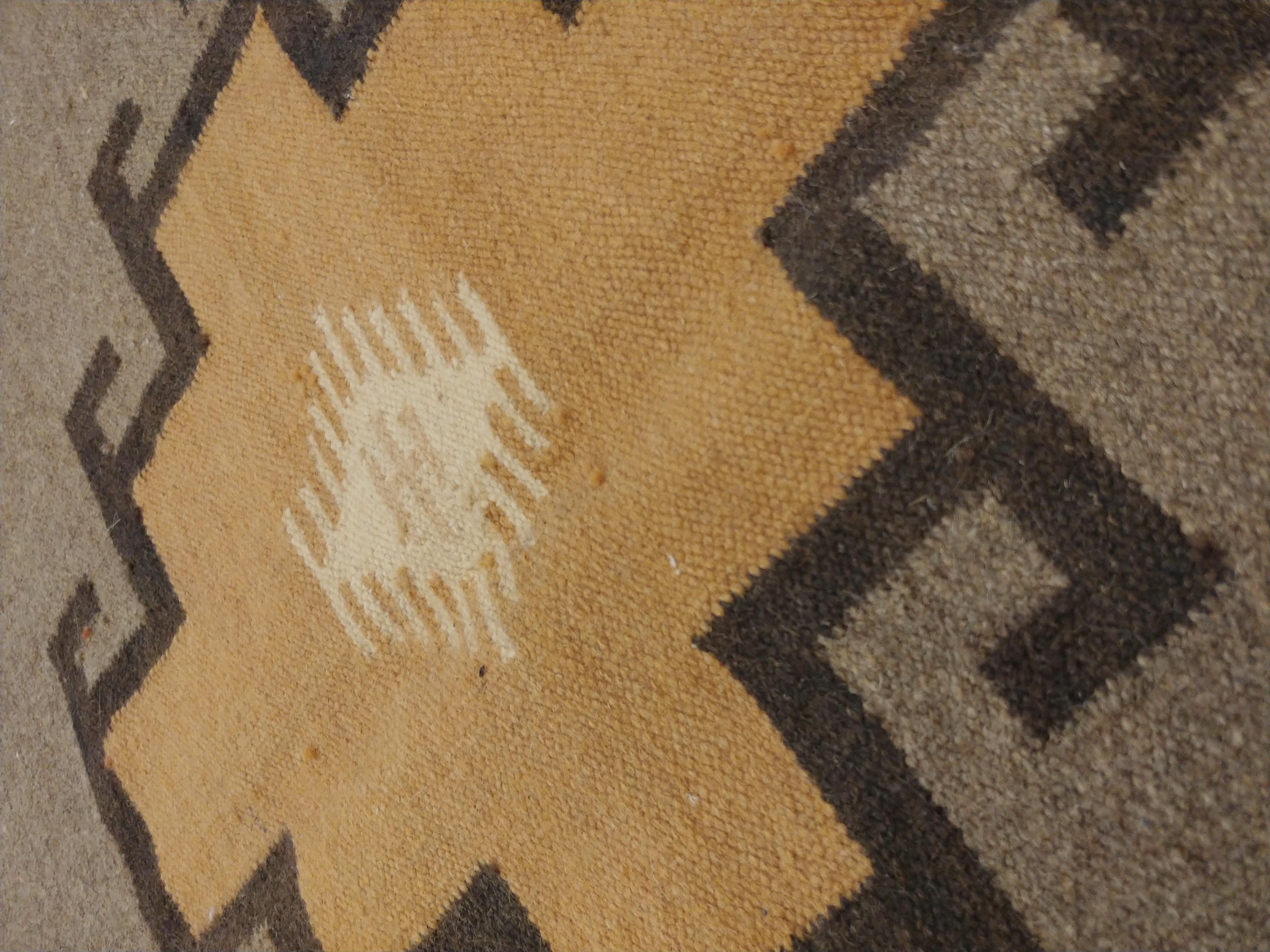 Vintage Navajo Rug, Handmade Wool Oriental Rug, Caramel, Beige, Taupe and Brown In Excellent Condition In Port Washington, NY