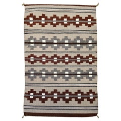 Vintage Navajo Rug, Handwoven Wool, Geometric Design, 1950s