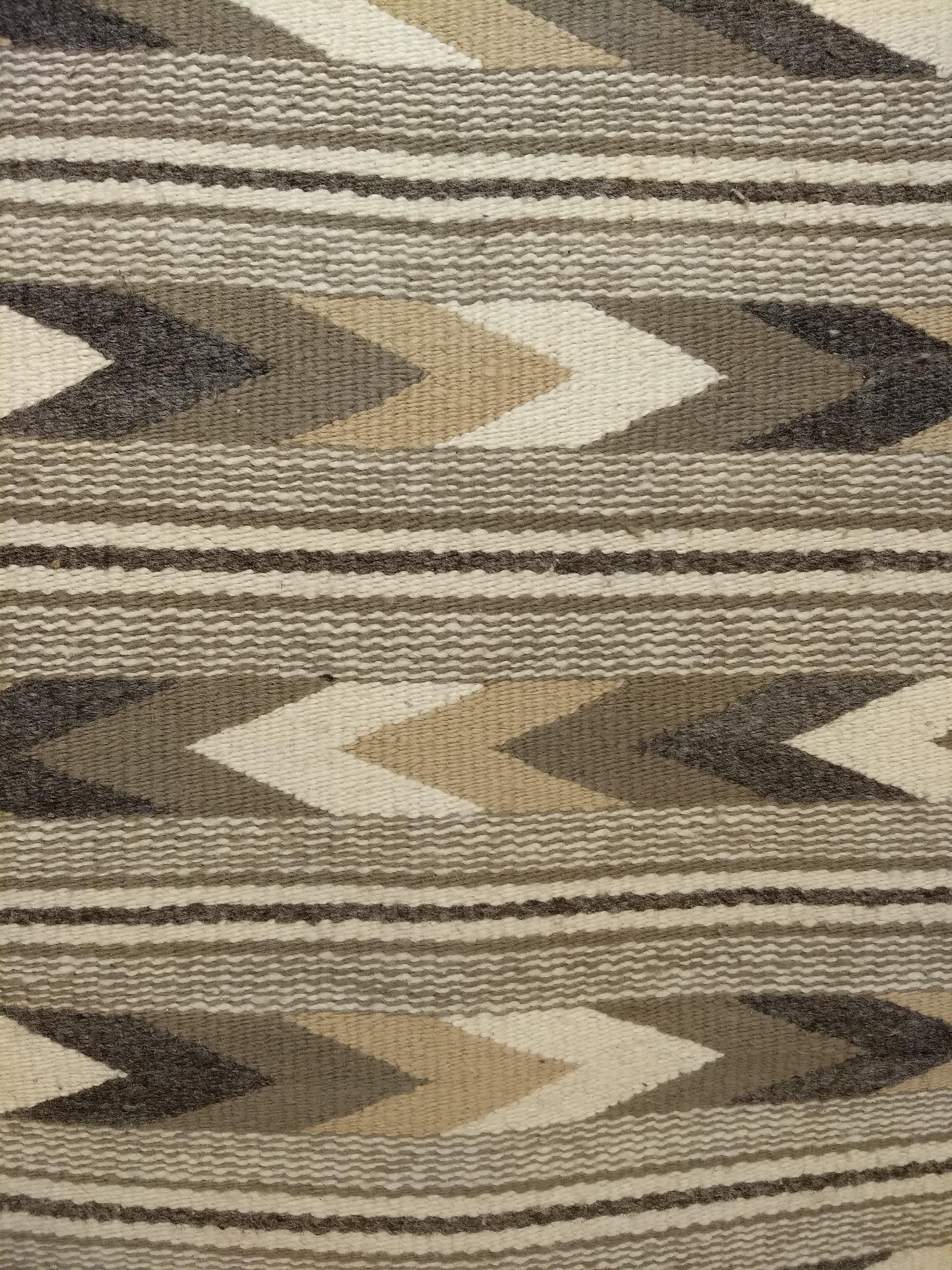 Vintage American Navajo Rug in Chevron Stripe Pattern in Gray, Ivory, Black For Sale 1