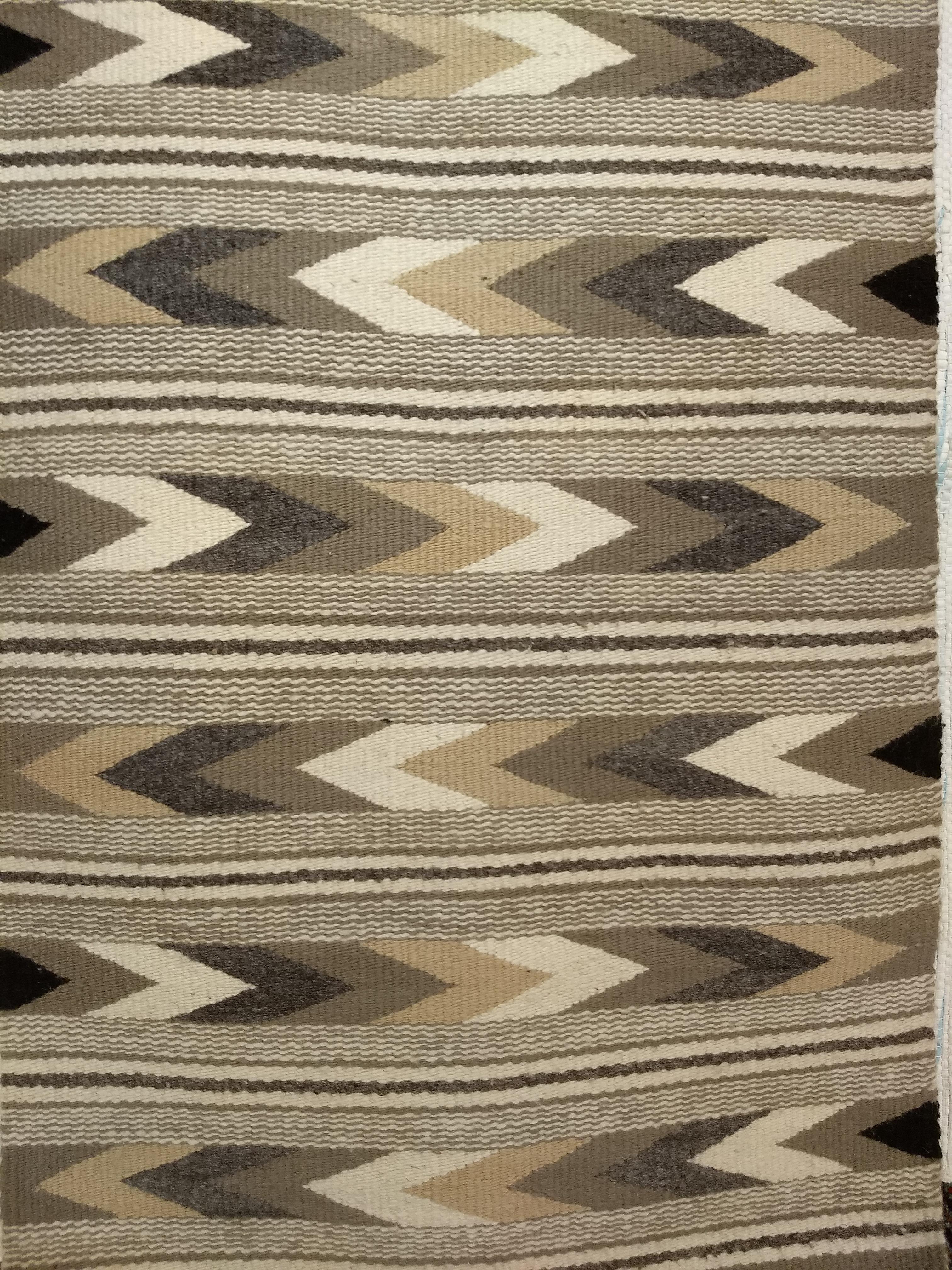 Vintage American Navajo Rug in Chevron Stripe Pattern in Gray, Ivory, Black For Sale 2