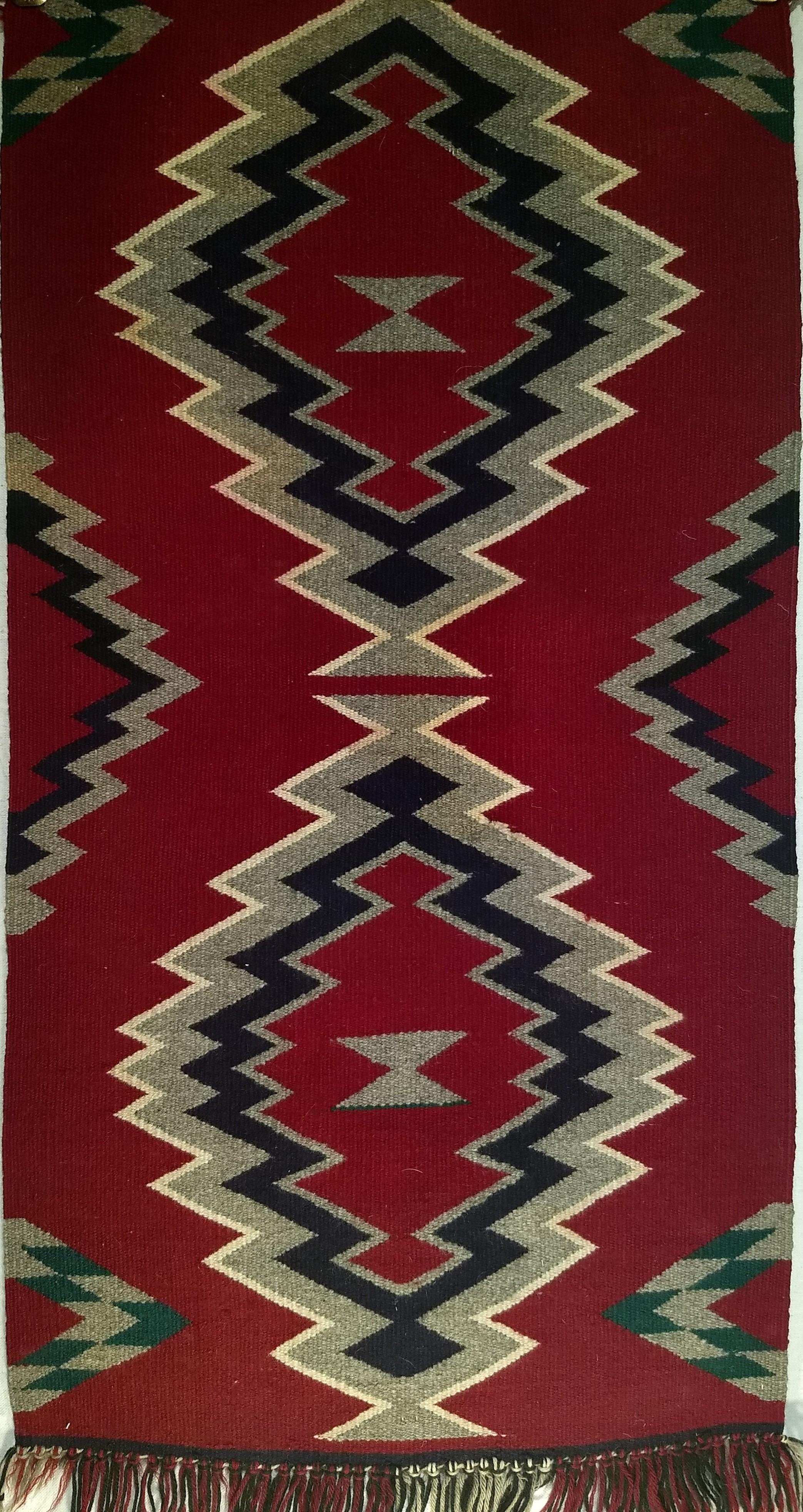 Vintage American Navajo Rug in Storm Pattern in Maroon, Black, Gray, Ivory In Good Condition For Sale In Barrington, IL