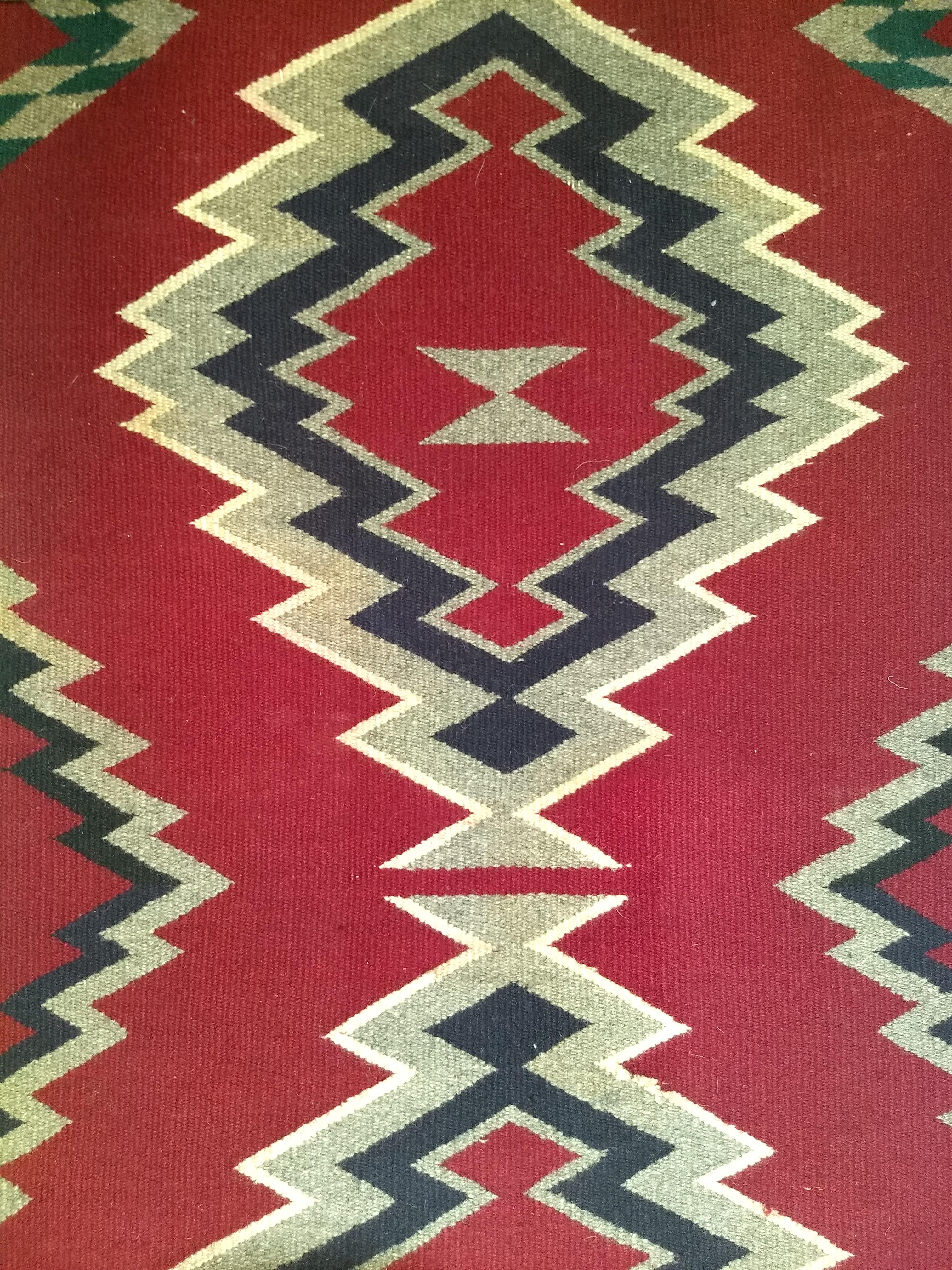 20th Century Vintage American Navajo Rug in Storm Pattern in Maroon, Black, Gray, Ivory For Sale