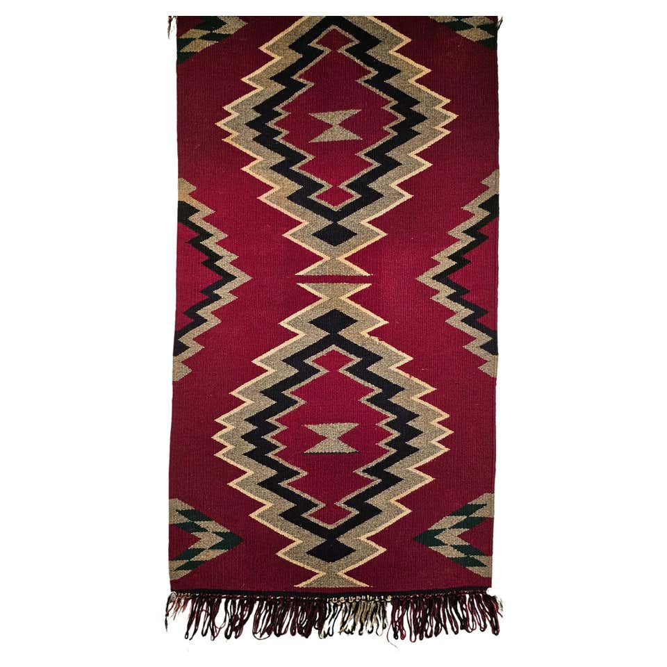 Vintage American Navajo Rug in Chinle Pattern in Cornmeal, Black, Ivory ...