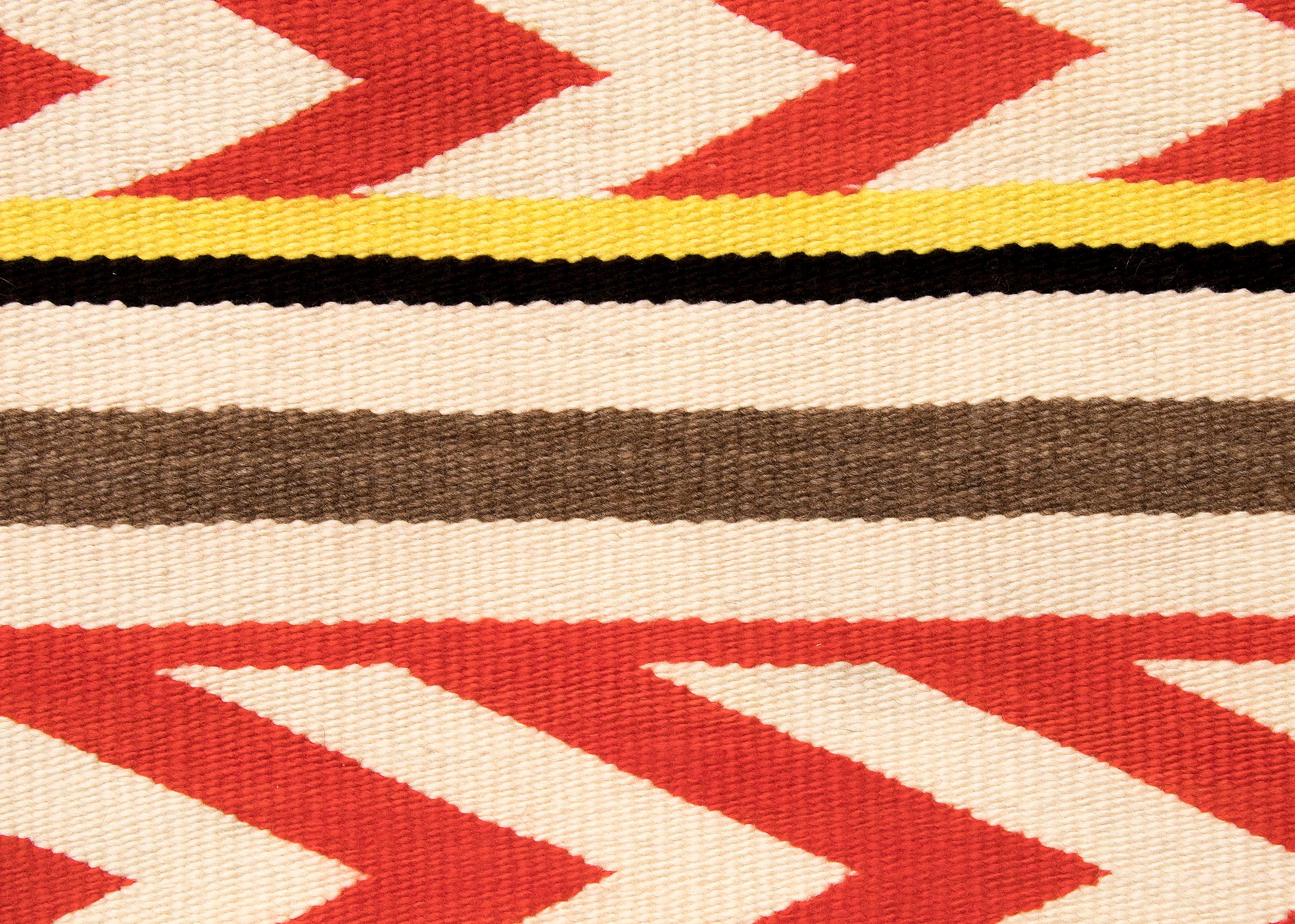 Native American Vintage Navajo Rug, Lightning Pattern, circa 1935, Yellow, Red, Black, & White