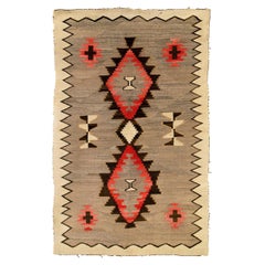 Vintage Navajo Rug, Pan Reservation, Klagetoh, circa 1940s-1950s, Gray Red Ivory