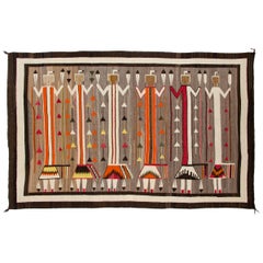 Tapis Navajo vintage:: tissage Yei pictural circa 1920s-1930s Textile du Sud-Ouest