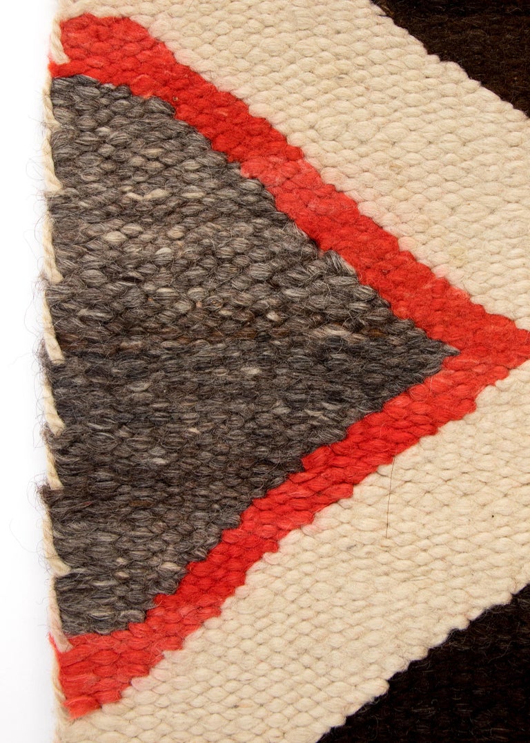 Vintage Navajo Rug, Trading Post Era Southwestern Weaving, Red Brown