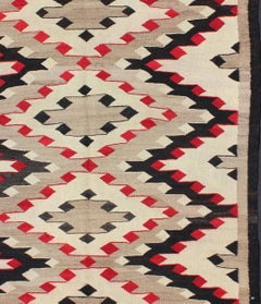 Vintage Navajo Rug with All over Geometric in Gray, Red, Black and Cream