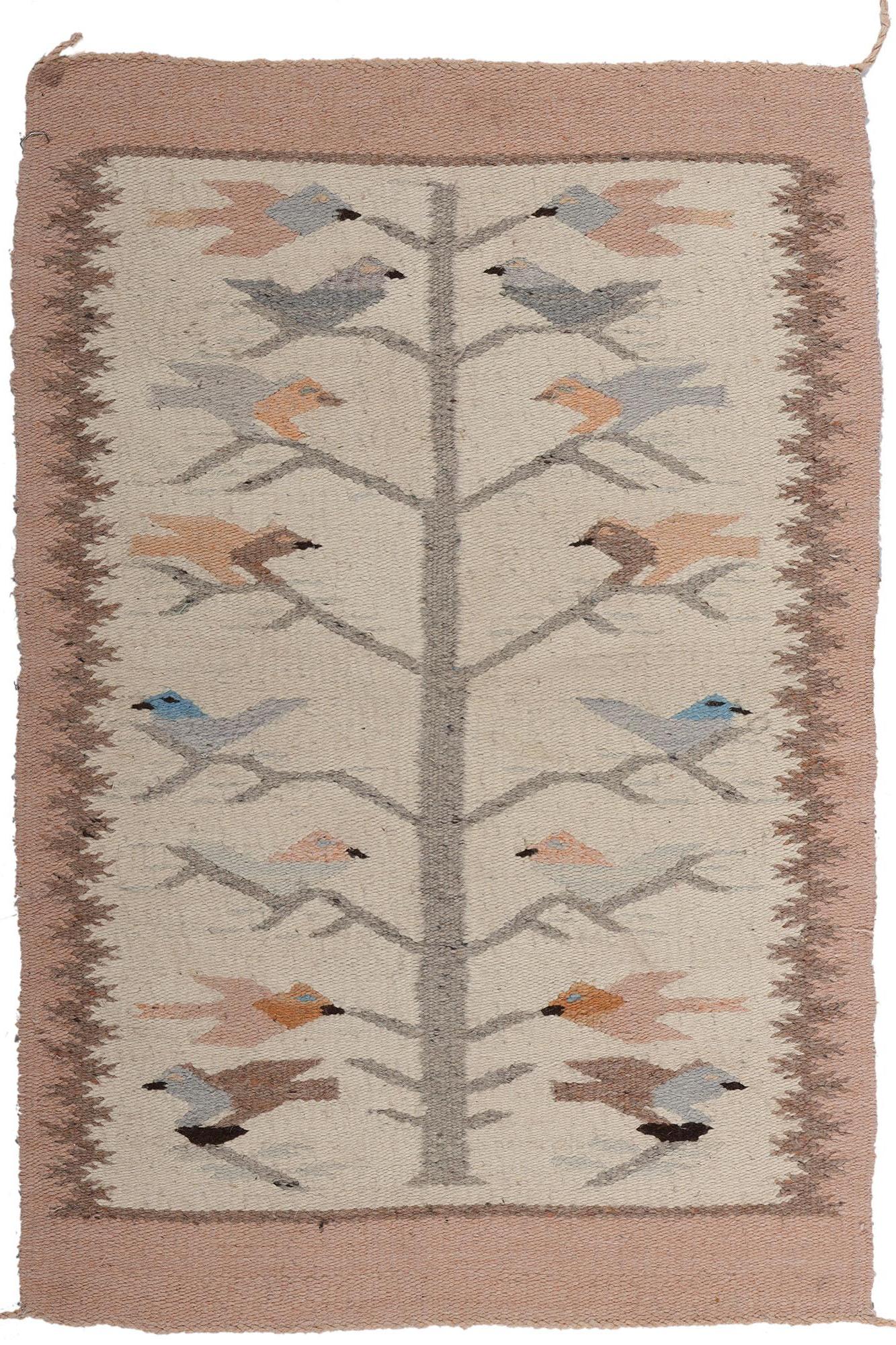 Vintage Navajo Rug with Tree of Life Pictorial