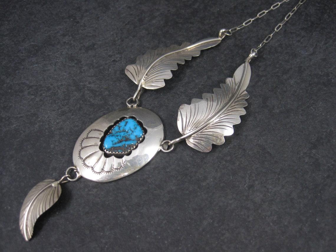 Rough Cut Vintage Navajo Shadowbox Feather Necklace Arnold Maloney For Sale