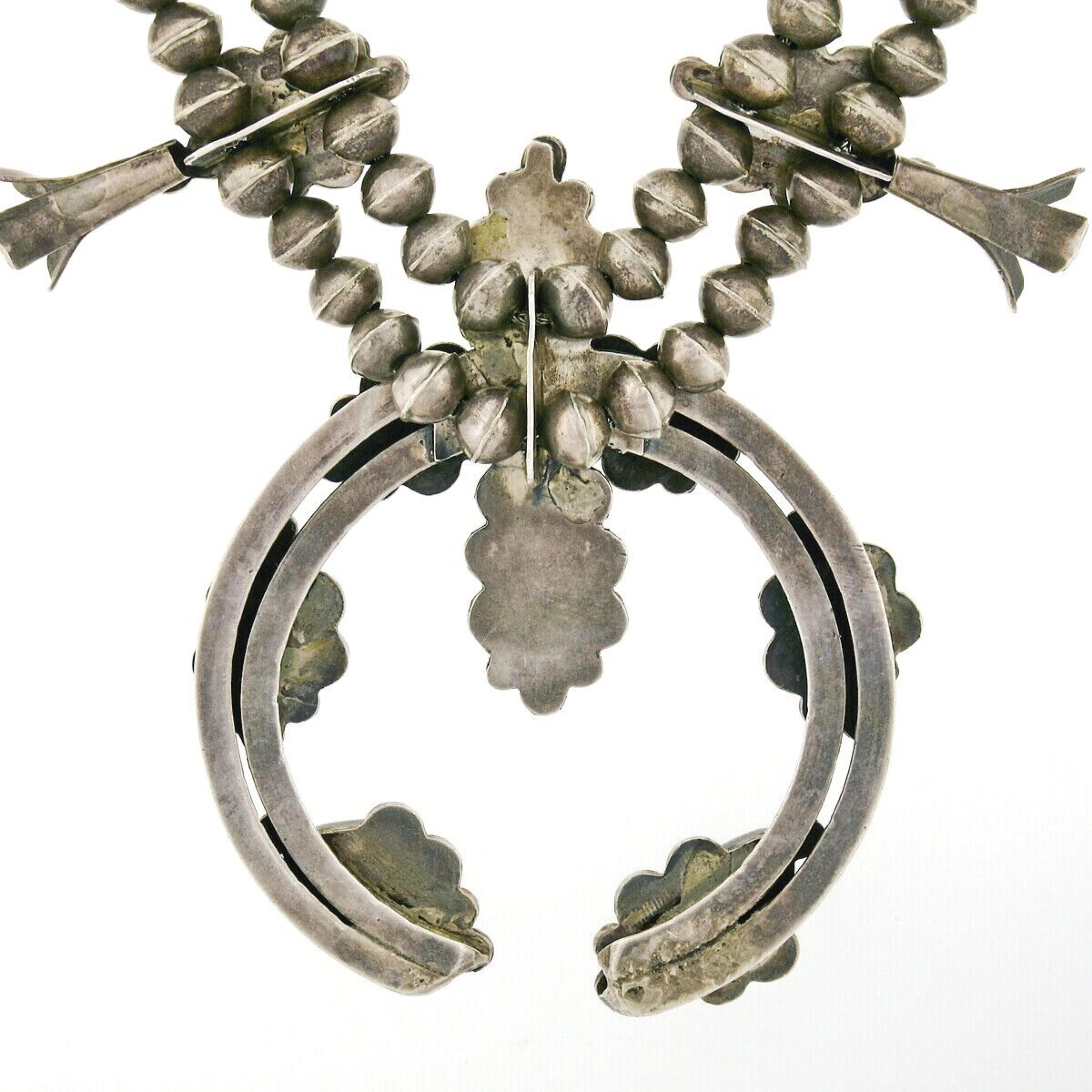 Große Statement-Halskette aus Navajo Silber mit Muschelblüten in Naja-Türkis 2