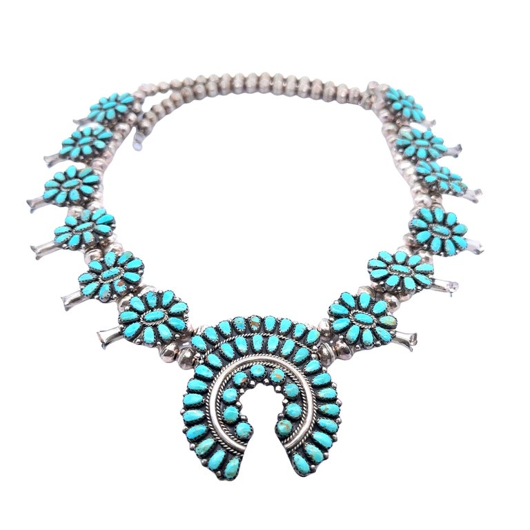Collier Amérindien Zuni En Argent Massif - Pierres : Turquoise, Lapis-lazuli, Corail - Occasion, Style Ethnique