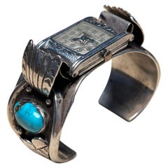 Vintage Navajo Sterling Bracelet Watch Cuff Mid 20th c.