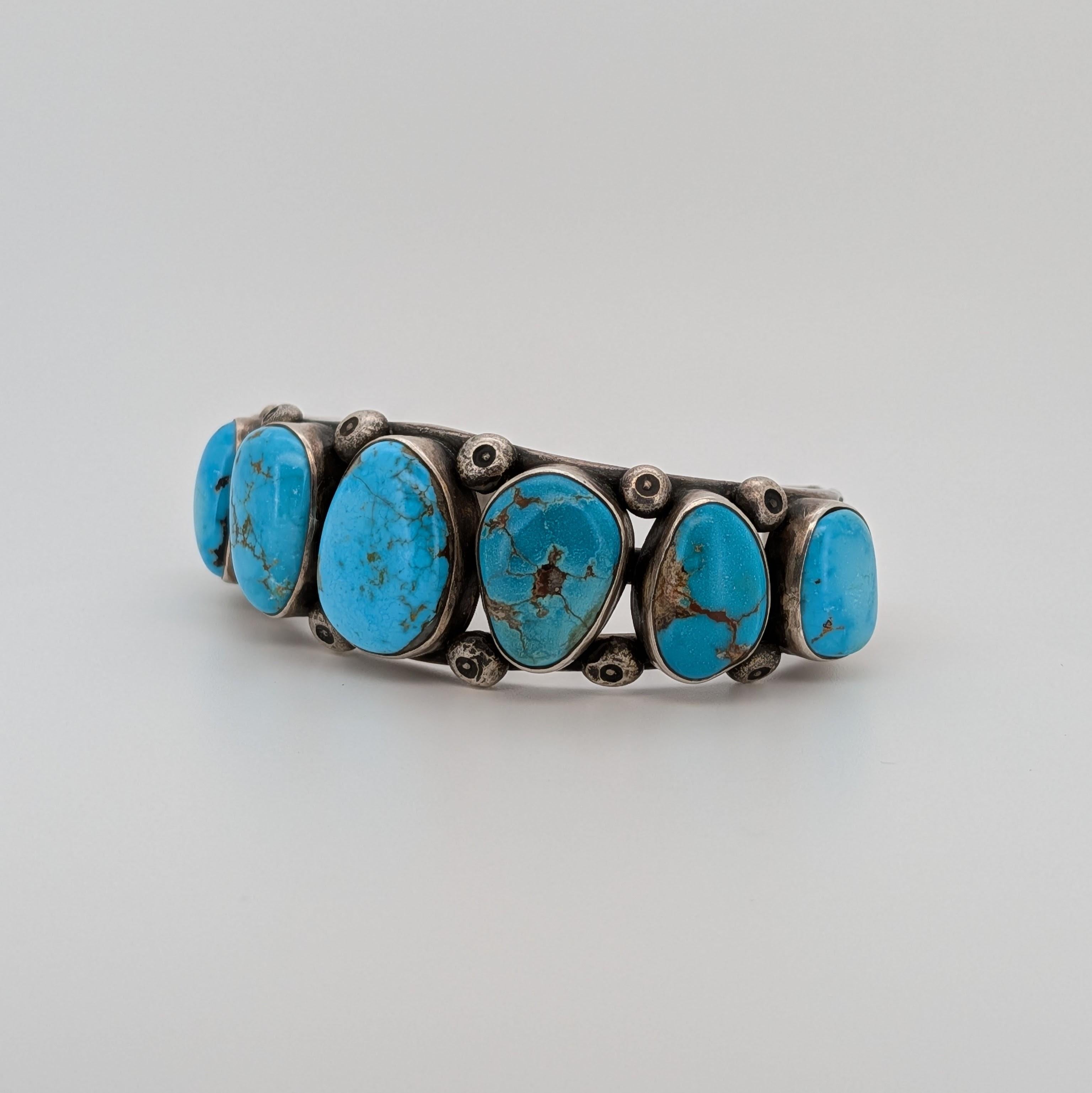 Vintage Navajo Sterling Cuff by Jessie Claw with High-Grade Kingman Turquoise en vente 8
