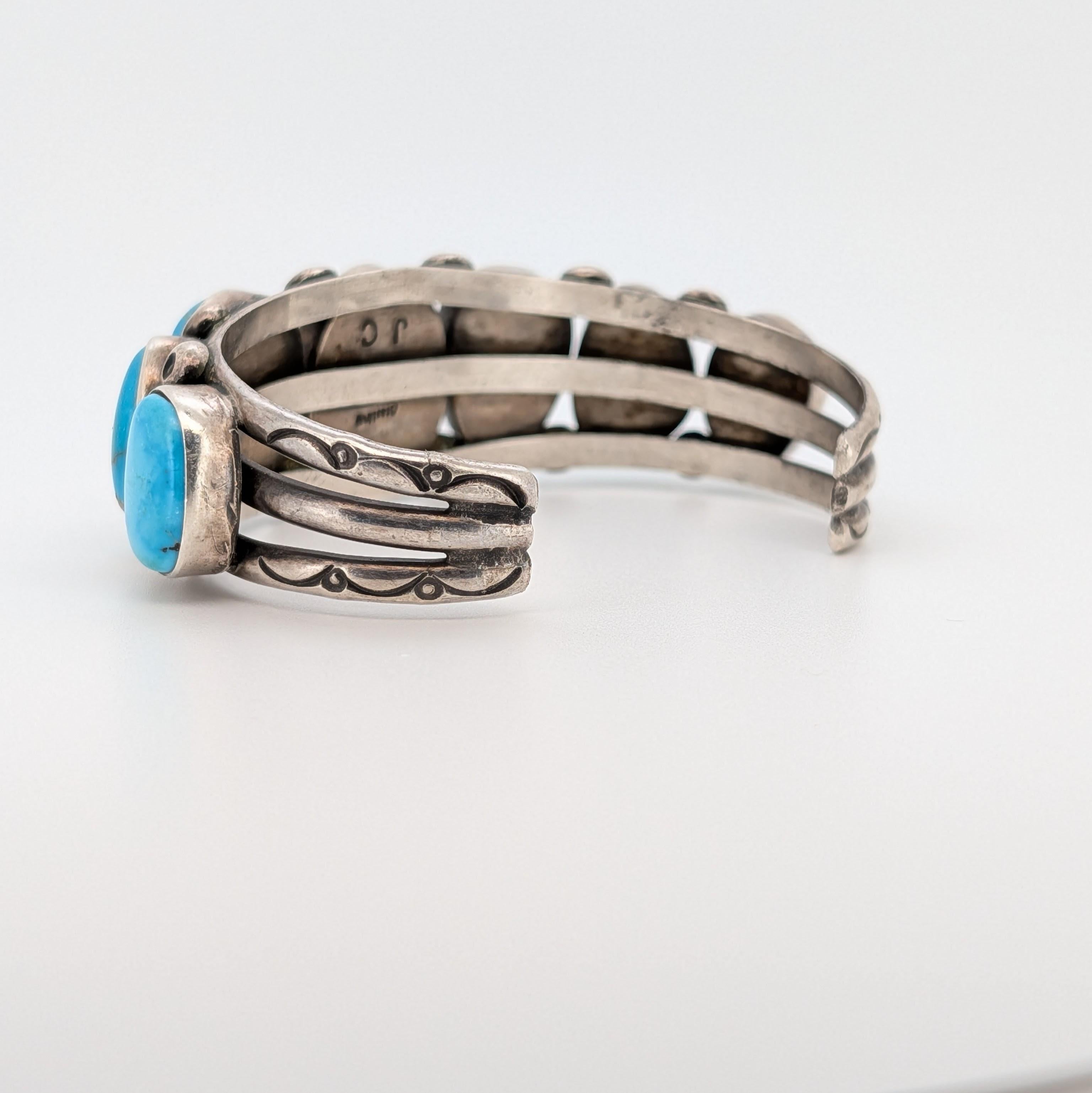 Vintage Navajo Sterling Cuff by Jessie Claw with High-Grade Kingman Turquoise en vente 10