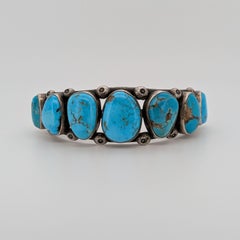 Vintage Navajo Sterling Cuff by Jessie Claw with High-Grade Kingman Turquoise