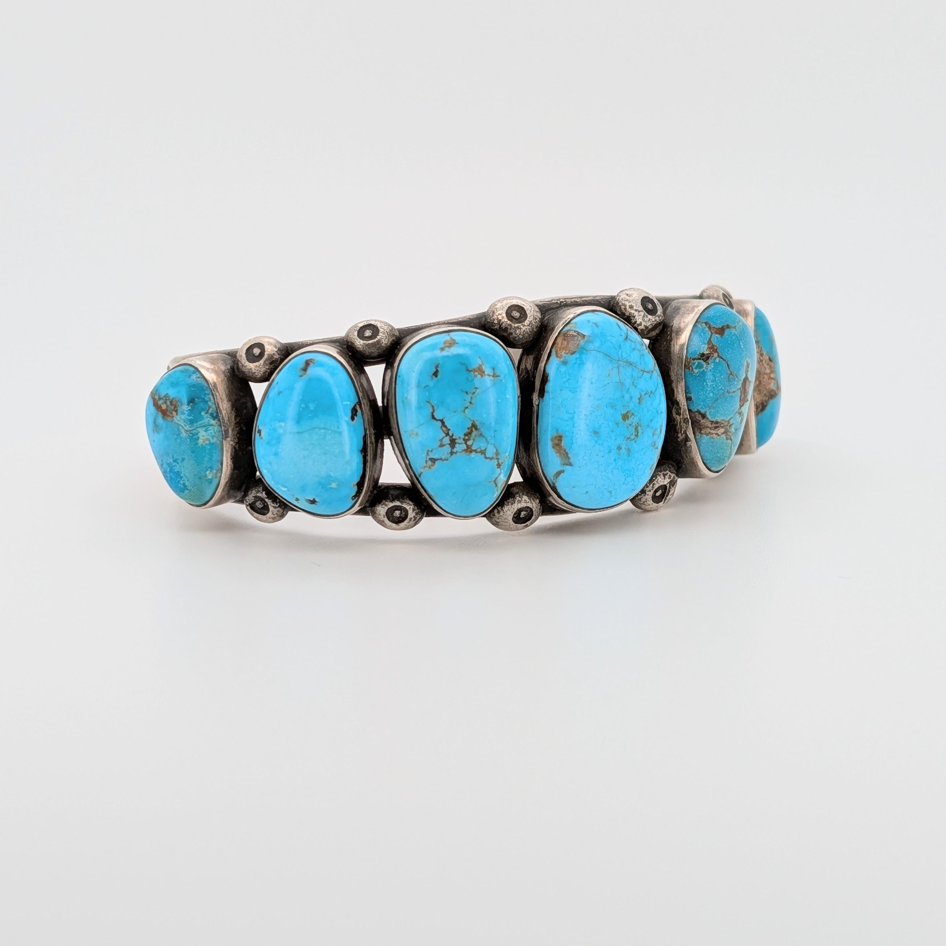 Vintage Navajo Sterling Cuff by Jessie Claw with High-Grade Kingman Turquoise en vente 2