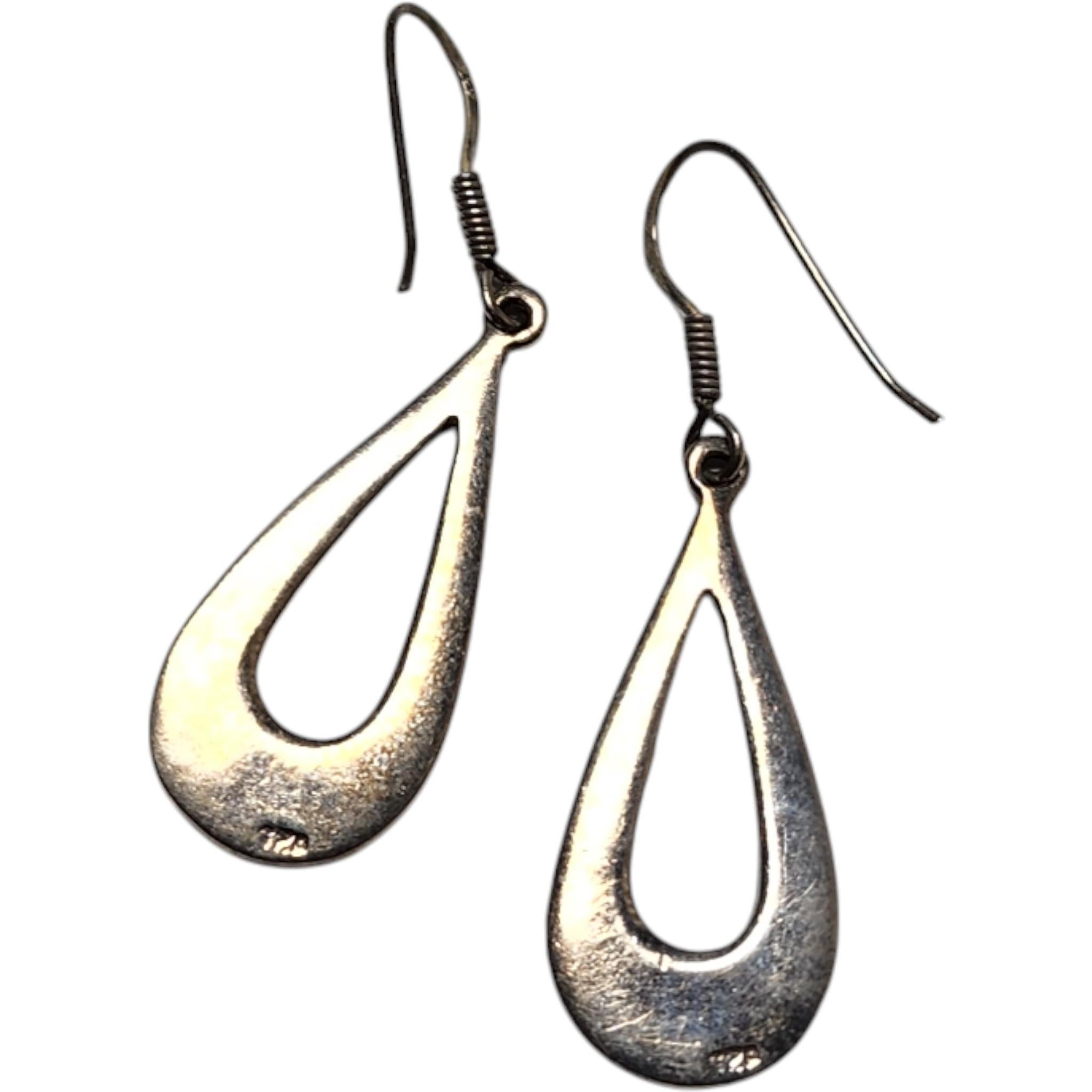 Vintage Navajo Sterling Silber und Abalone Inlay Teardrop Dangle Ohrringe (Kunsthandwerker*in) im Angebot