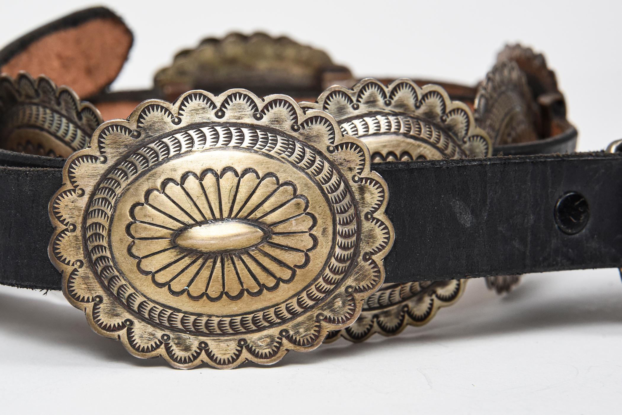 Vintage Navajo Sterling Silver and Turquoise Concho Belt For Sale 7