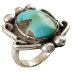 Vintage Navajo Sterling Silver & Turquoise Ring, Size 7