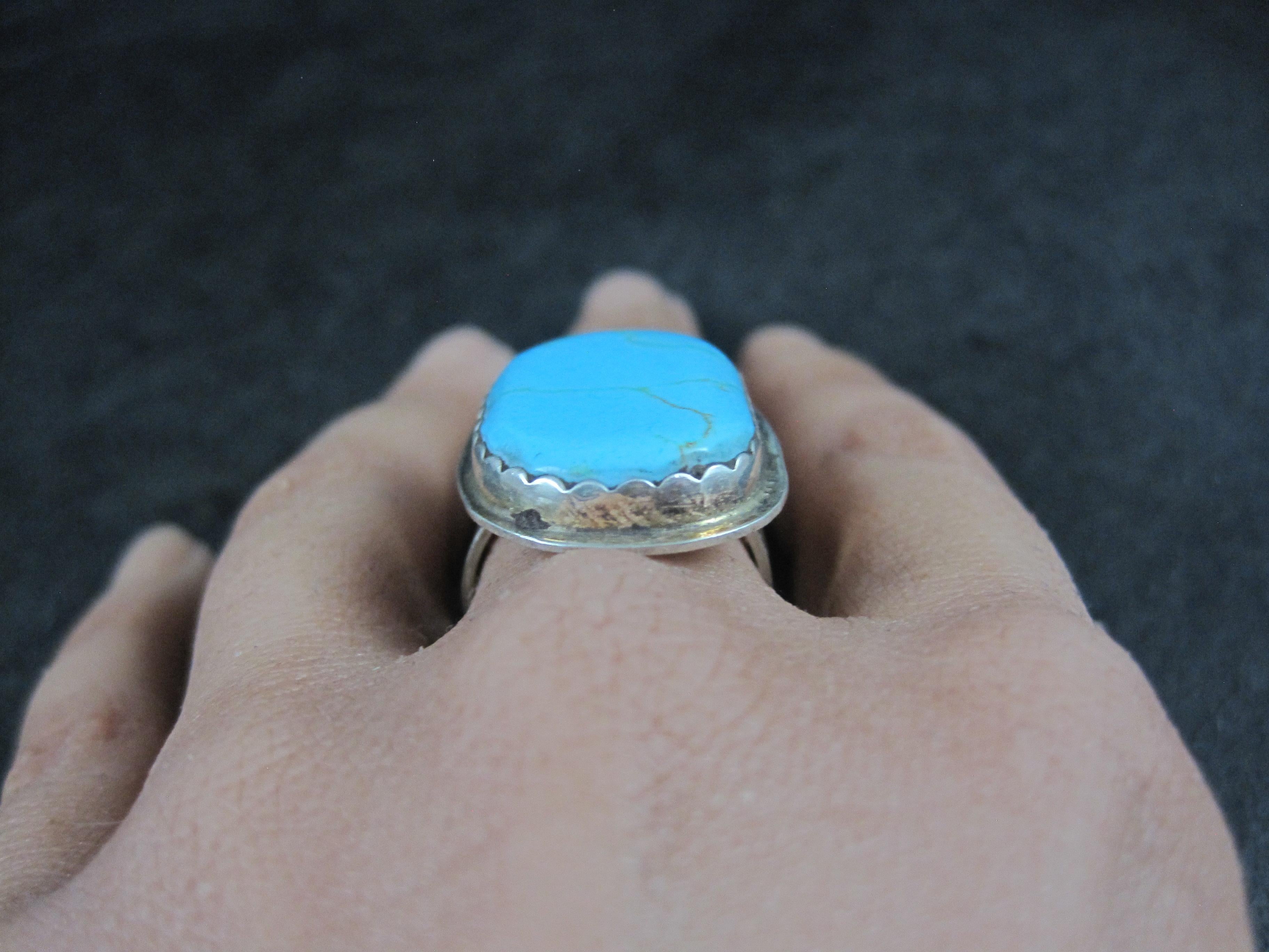 Anello di turchese d'epoca in argento Navajo misura 7 in vendita 5