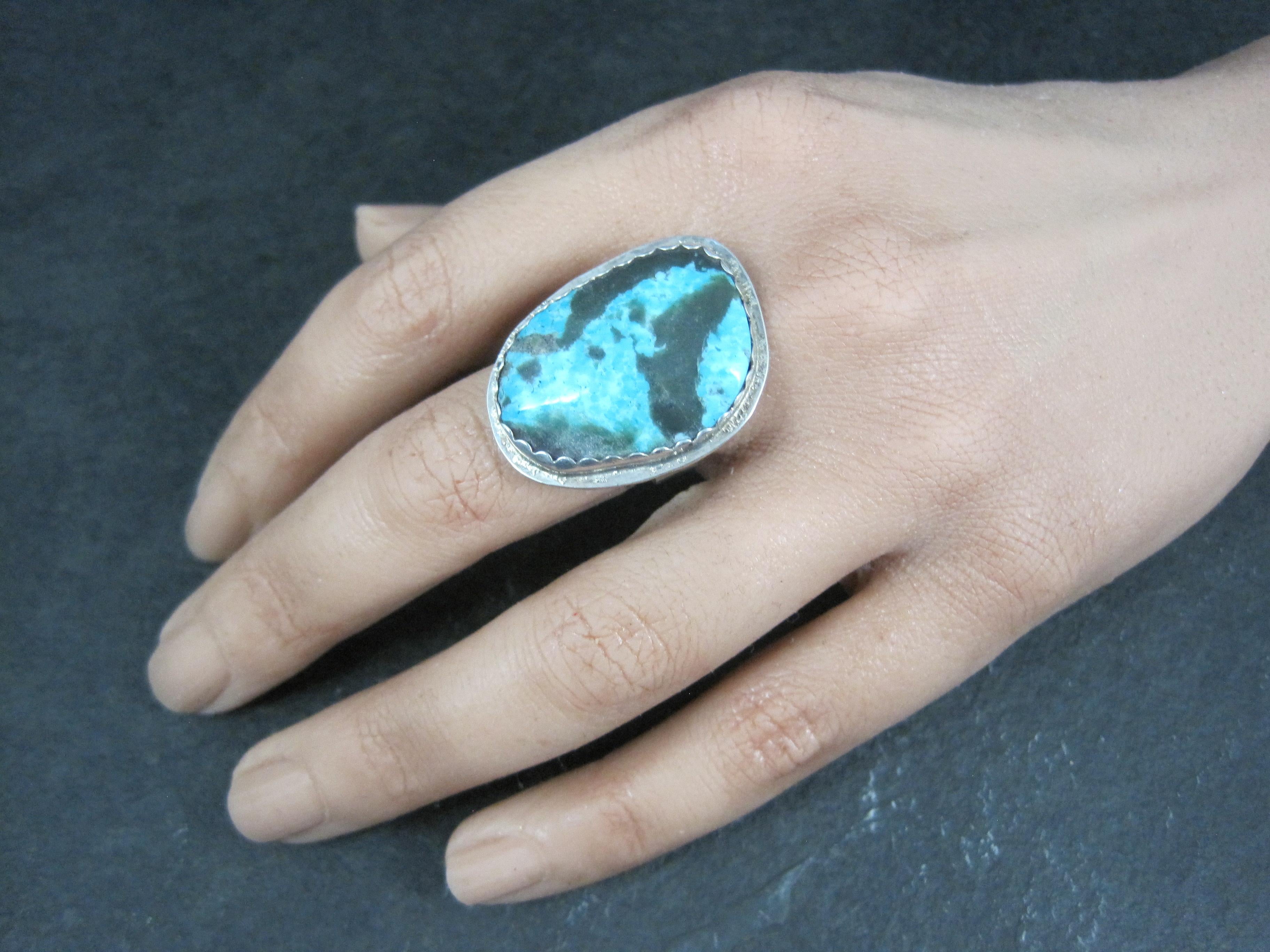 Anello di turchese d'epoca in argento Navajo misura 7 in vendita 7