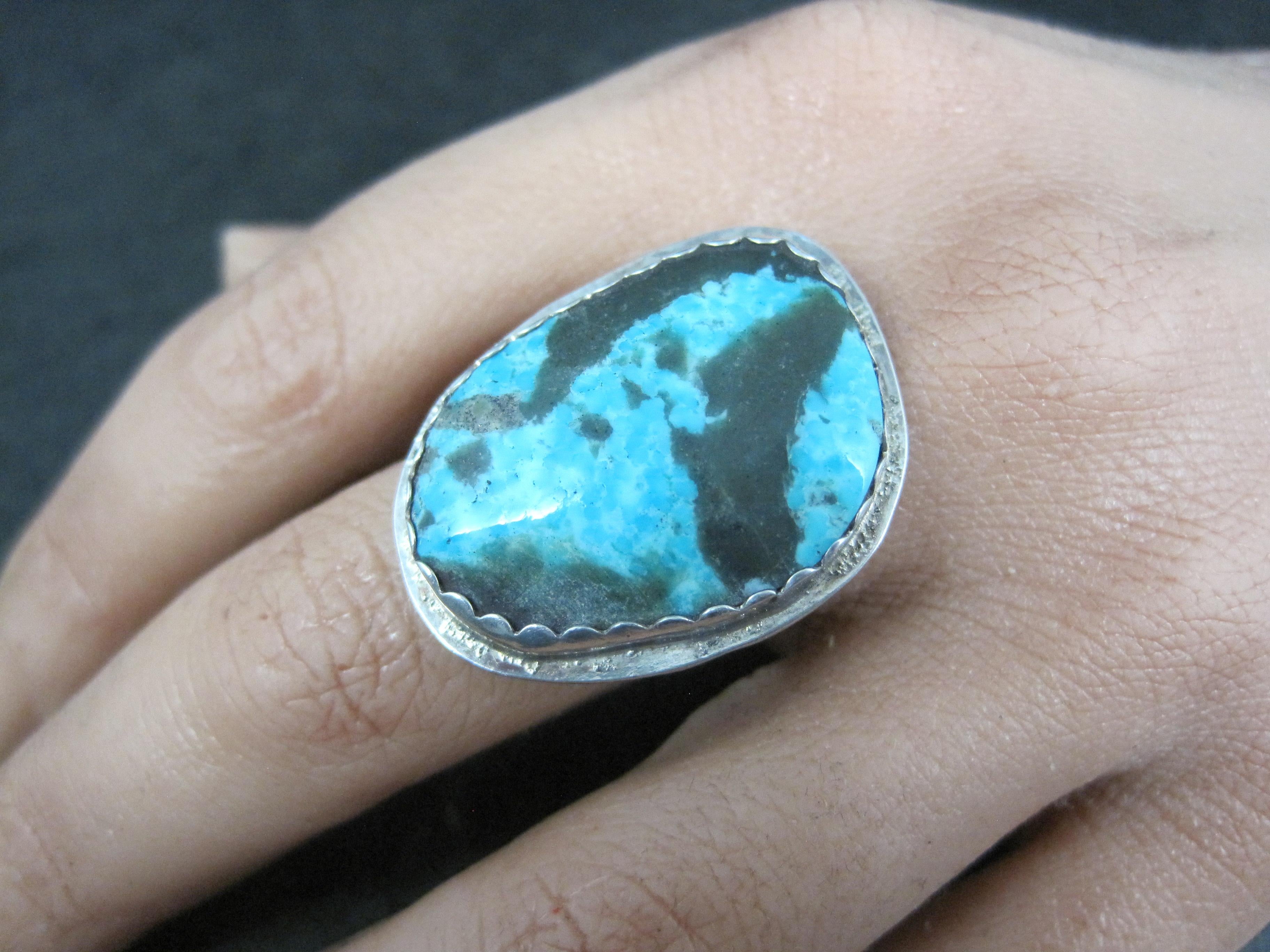 Anello di turchese d'epoca in argento Navajo misura 7 in vendita 8