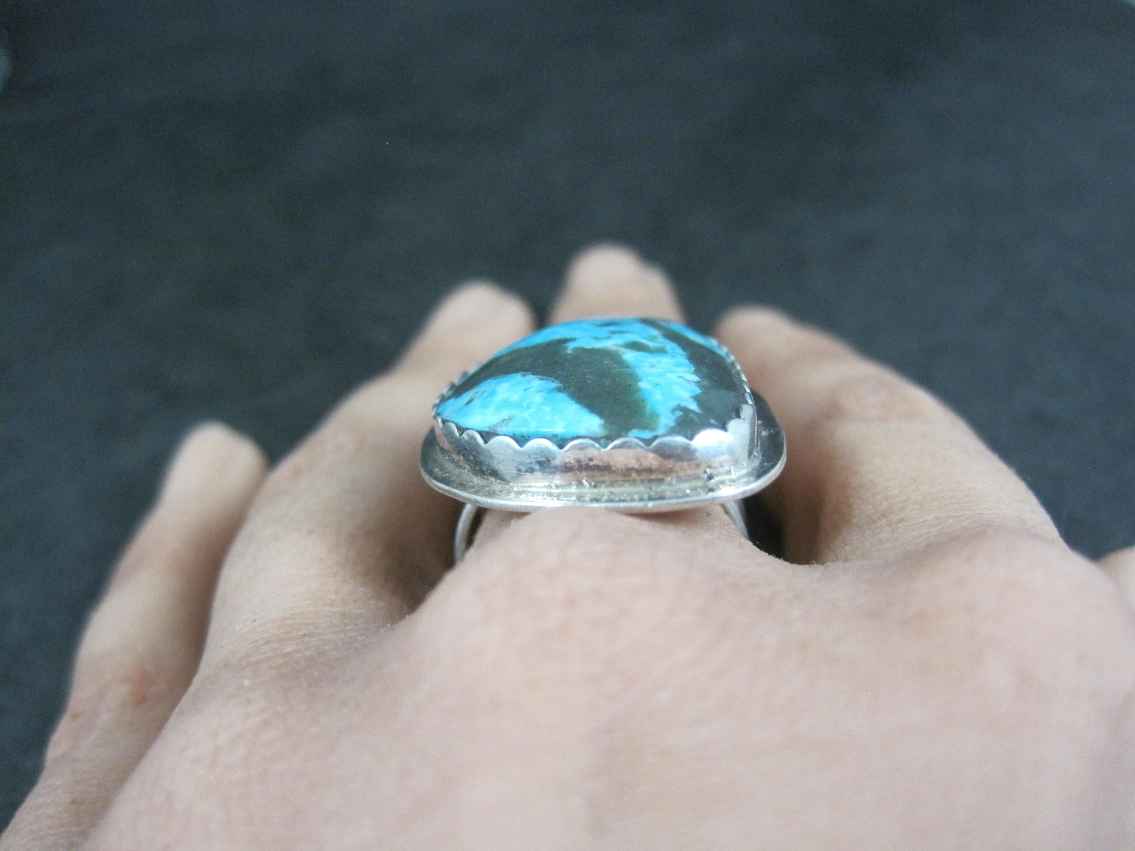 Anello di turchese d'epoca in argento Navajo misura 7 in vendita 10