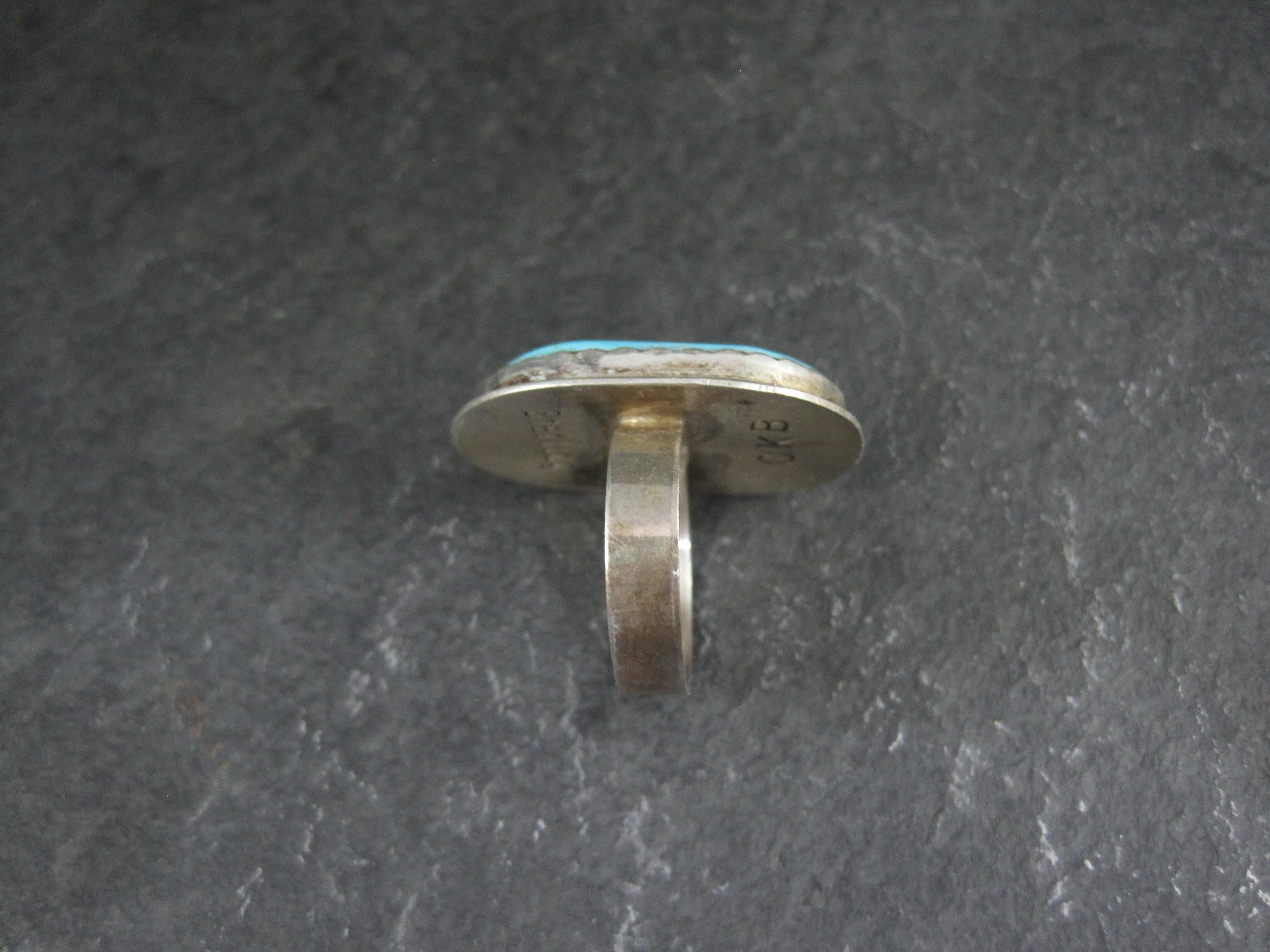 Anello di turchese d'epoca in argento Navajo misura 7 In condizioni ottime in vendita a Webster, SD