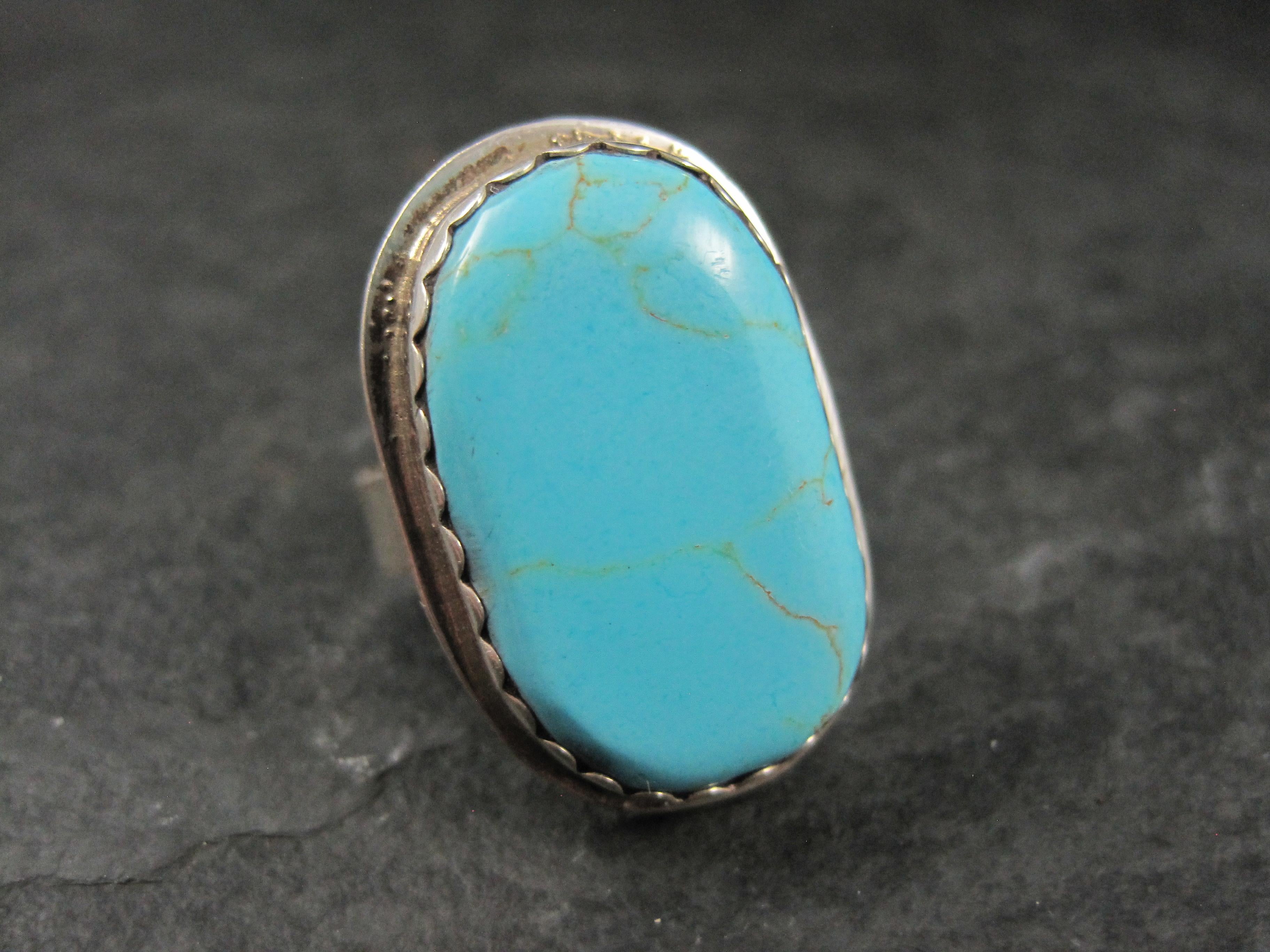 Anello di turchese d'epoca in argento Navajo misura 7 in vendita 2