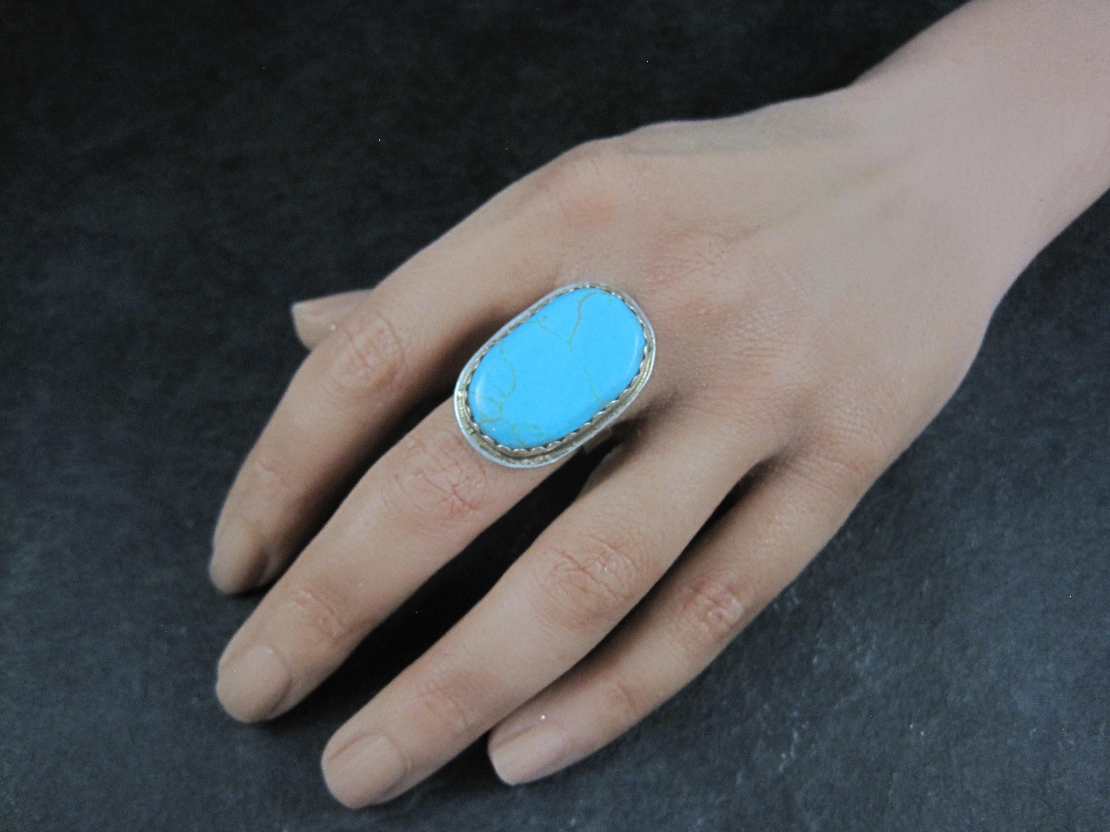 Anello di turchese d'epoca in argento Navajo misura 7 in vendita 3