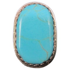 Anello di turchese d'epoca in argento Navajo misura 7