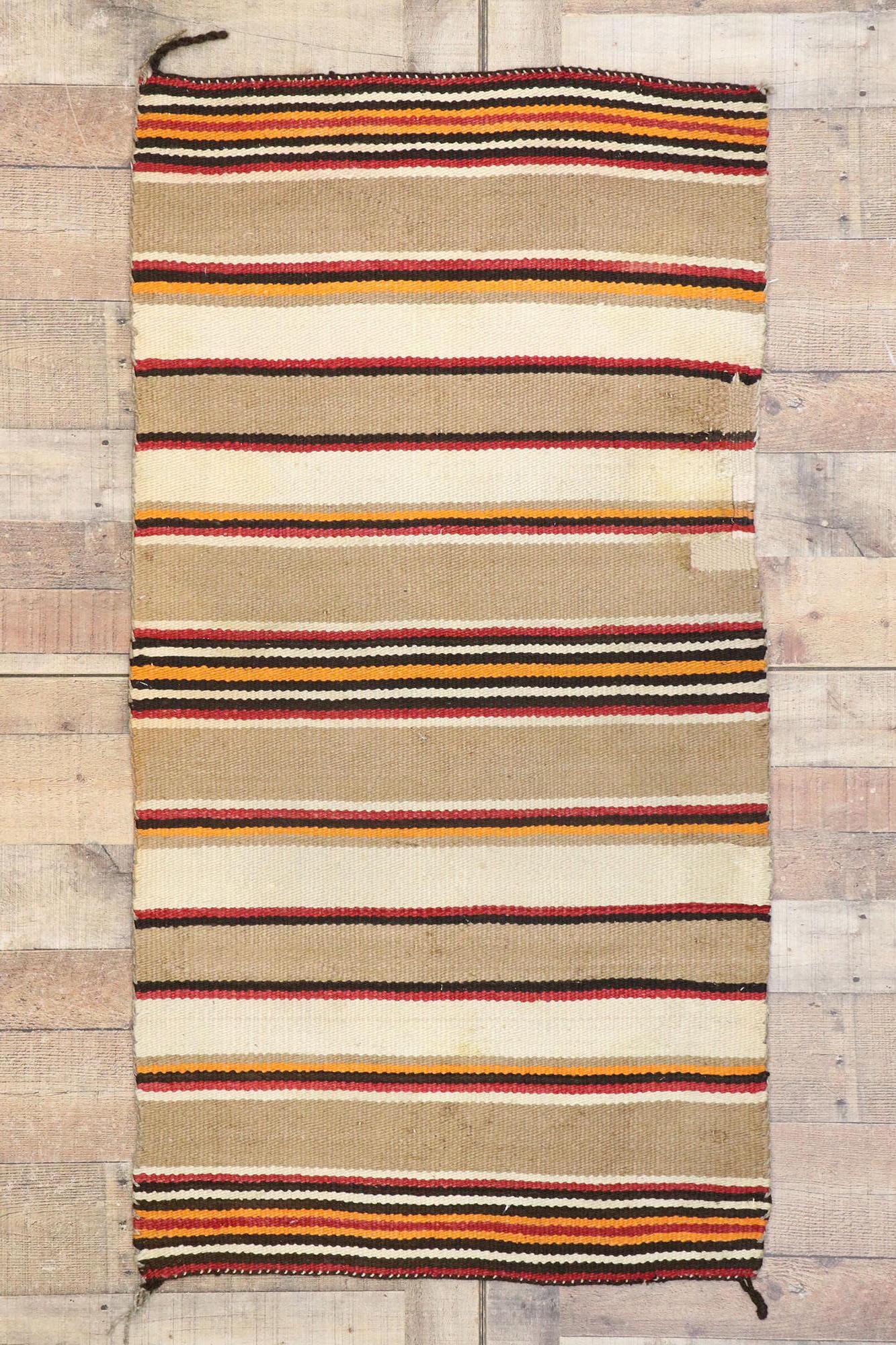 Hand-Woven Vintage Navajo Stripe Blanket Kilim Rug For Sale