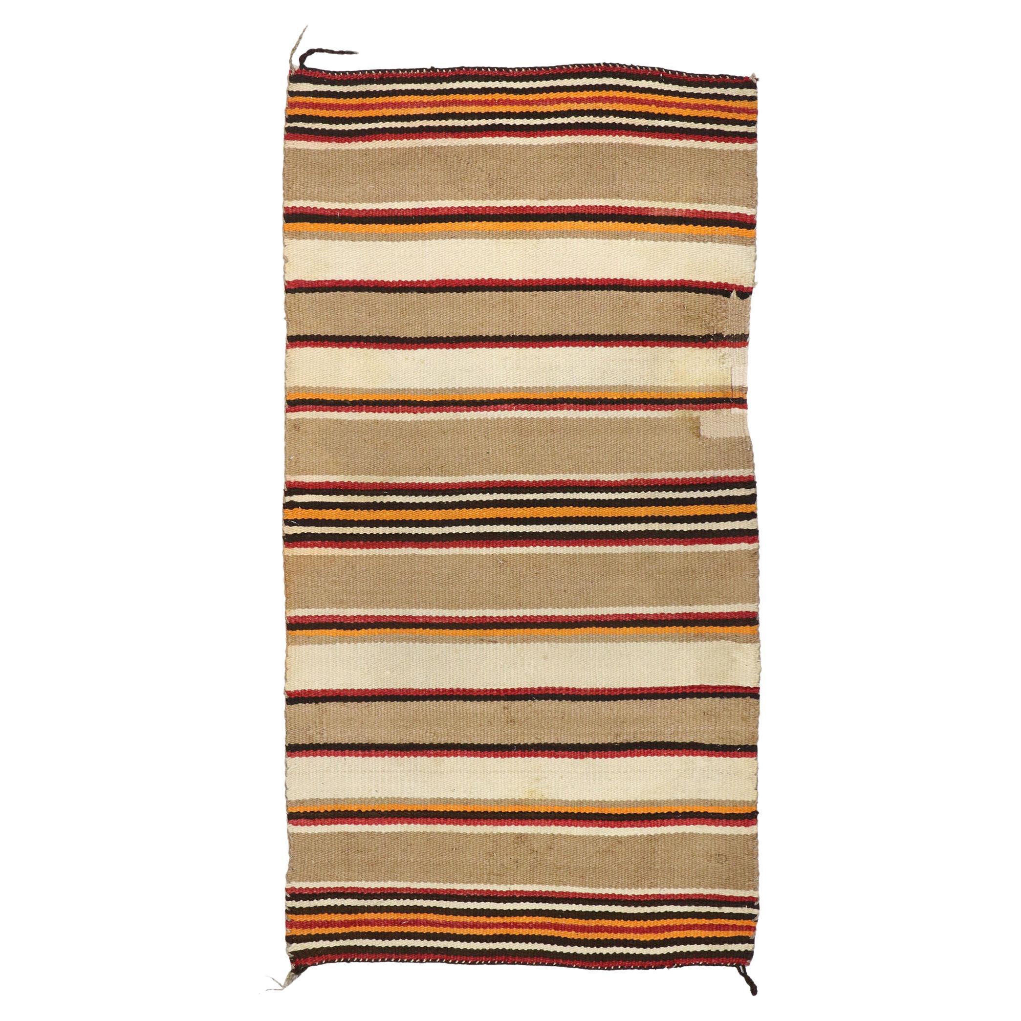 Vintage Navajo Stripe Blanket Kilim Rug For Sale