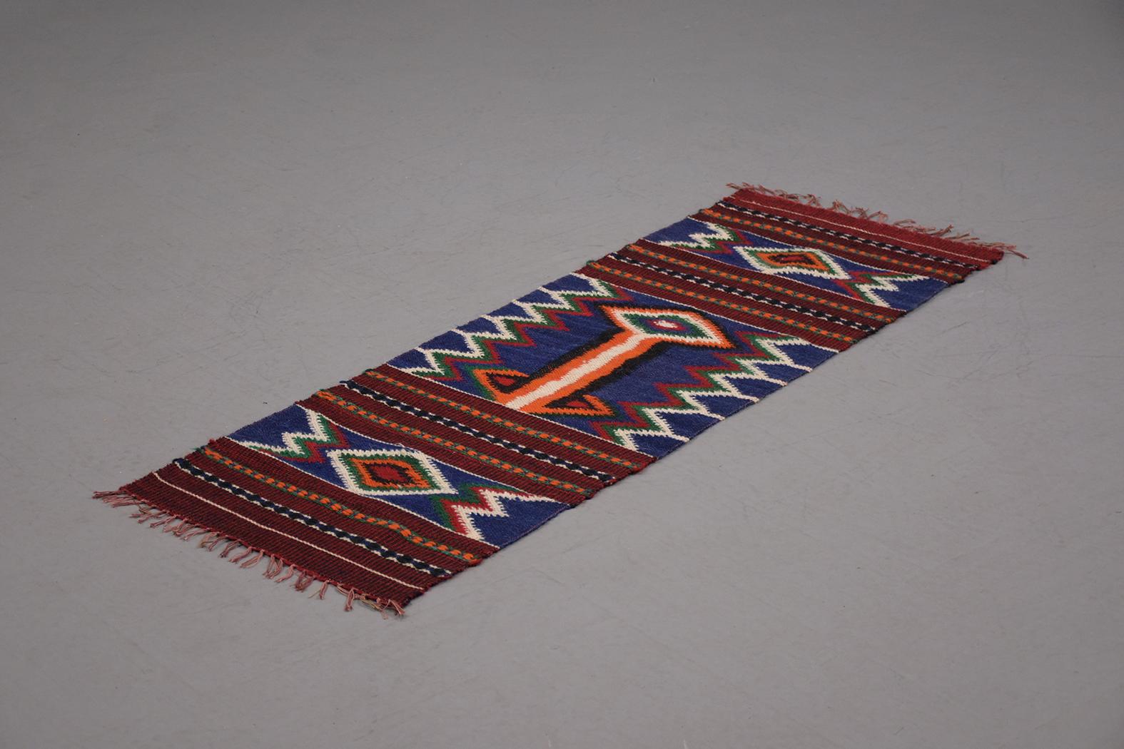 Fabric Vintage Navajo Style Textile Rug For Sale