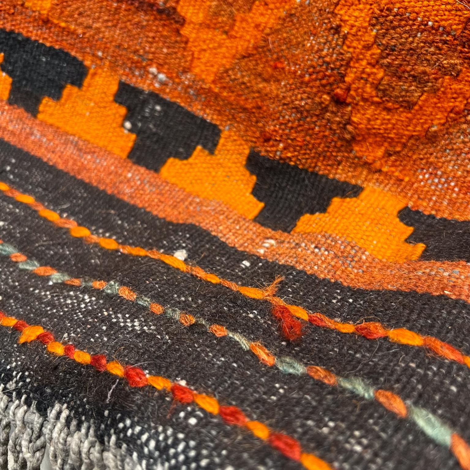 Vintage Navajo Textile Wall Art Hanging Tapestry Vibrant Orange For Sale 4
