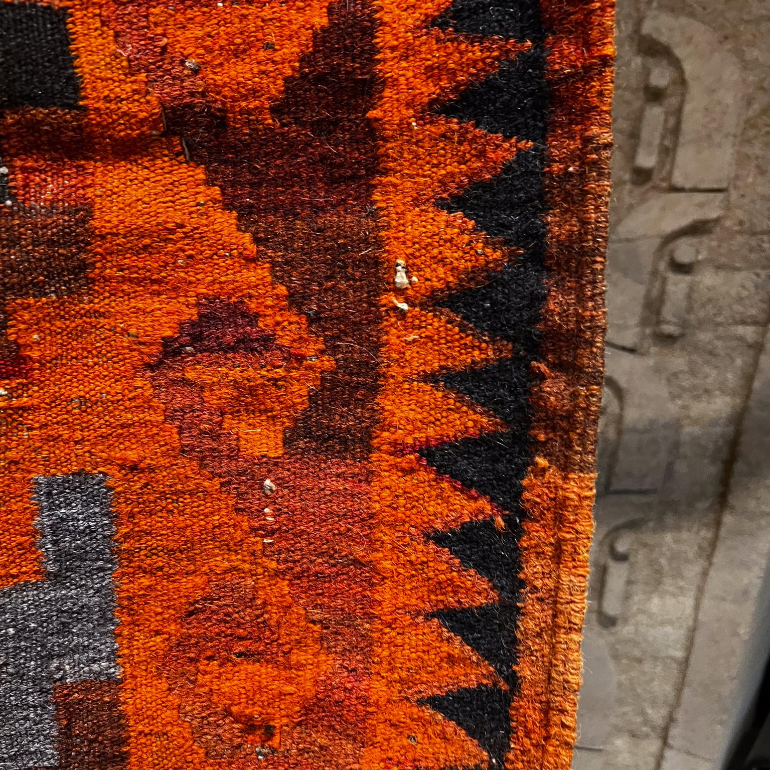 20th Century Vintage Navajo Textile Wall Art Hanging Tapestry Vibrant Orange For Sale
