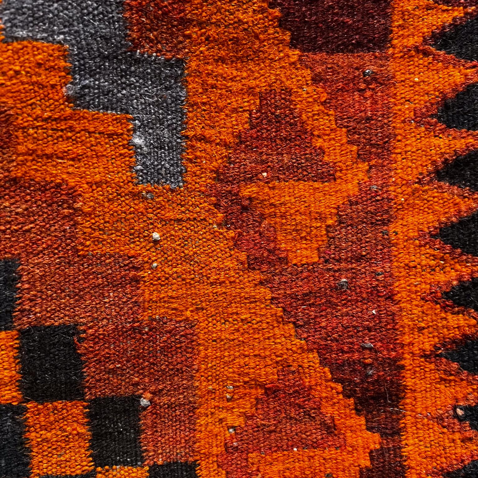 Vintage Navajo Textile Wall Art Hanging Tapestry Vibrant Orange For Sale 1