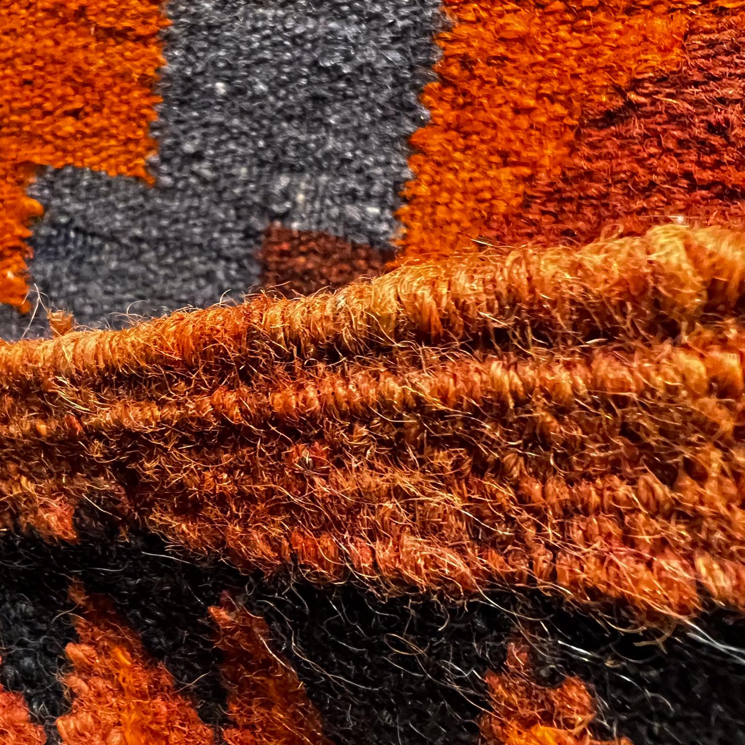 Vintage Navajo Textile Wall Art Hanging Tapestry Vibrant Orange For Sale 2