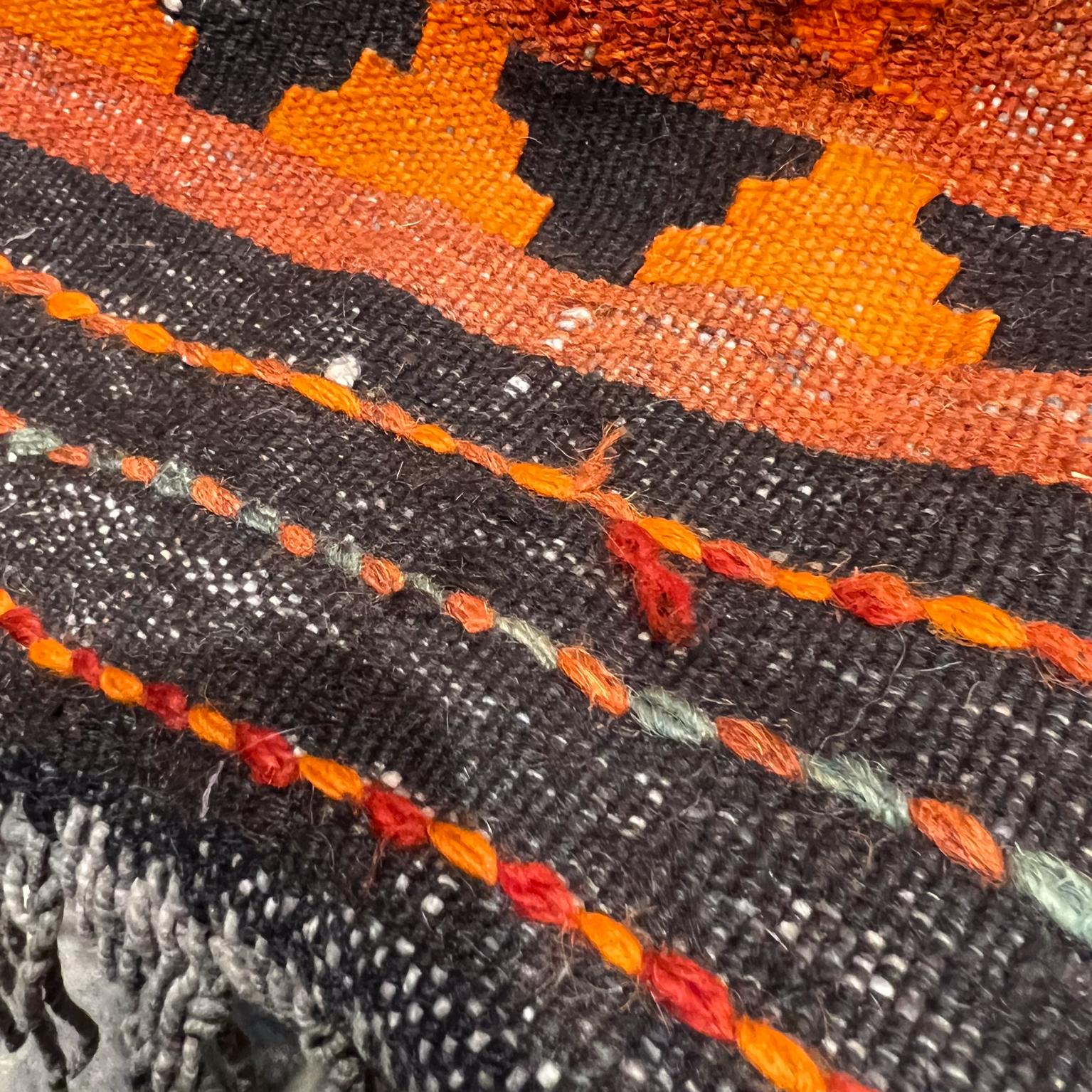 Vintage Navajo Textile Wall Art Hanging Tapestry Vibrant Orange For Sale 3